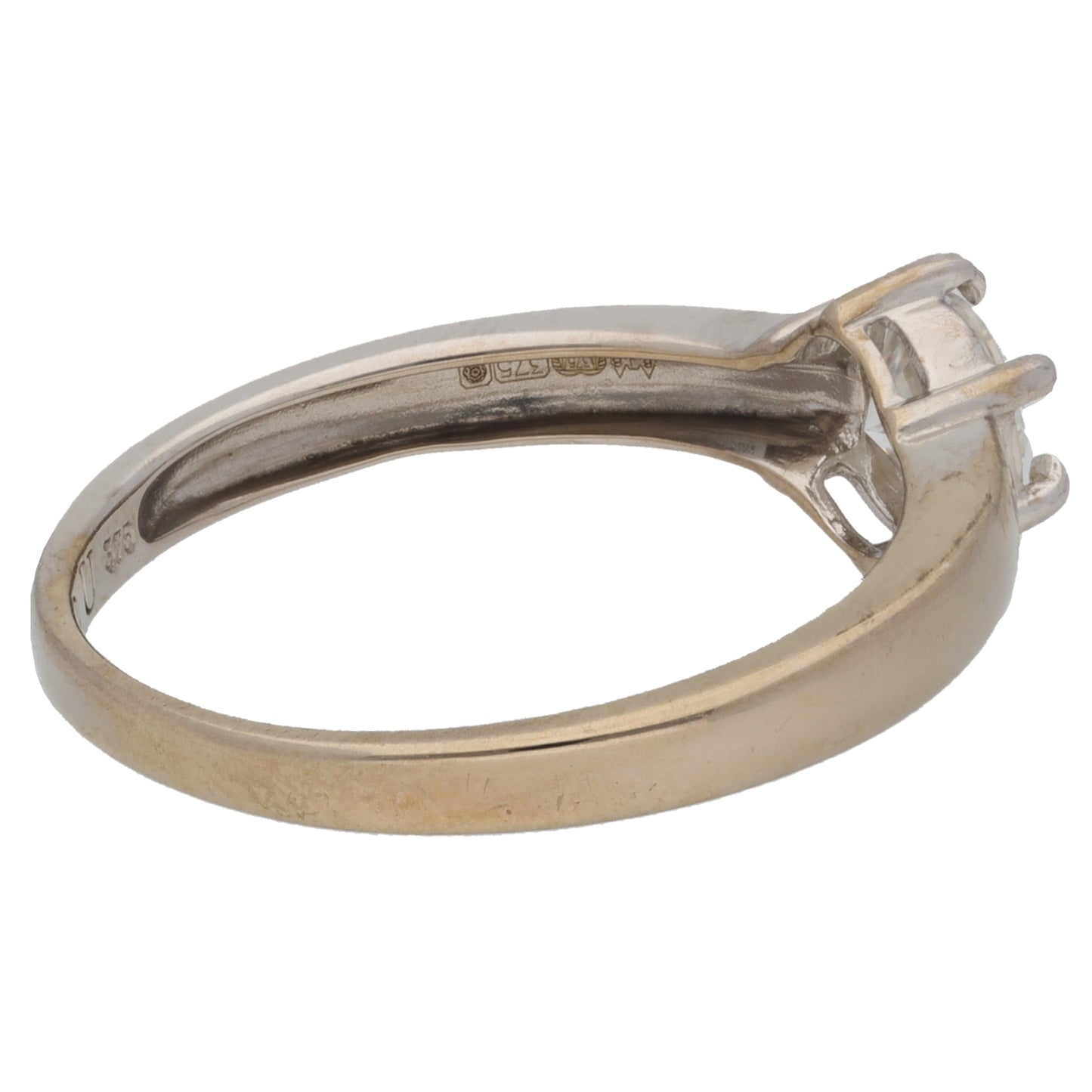 9ct White Gold Cubic Zirconia Single Stone Ring Size M