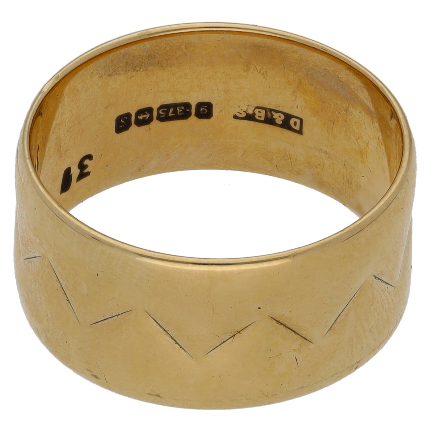 9ct Gold Patterned Wedding Ring Size R