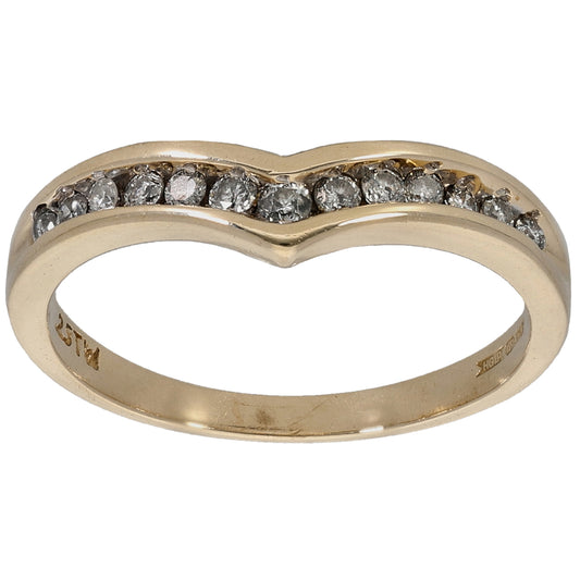 9ct Gold 0.25ct Diamond Wishbone Ring Size P