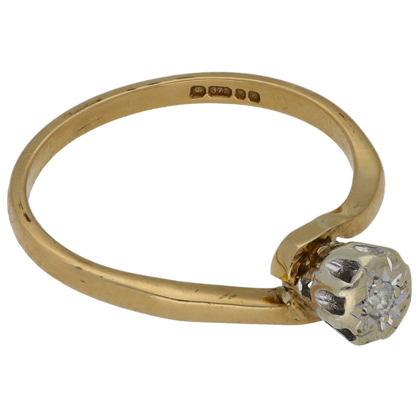 9ct Bicolour Gold 0.03ct Diamond Solitaire Ring Size N