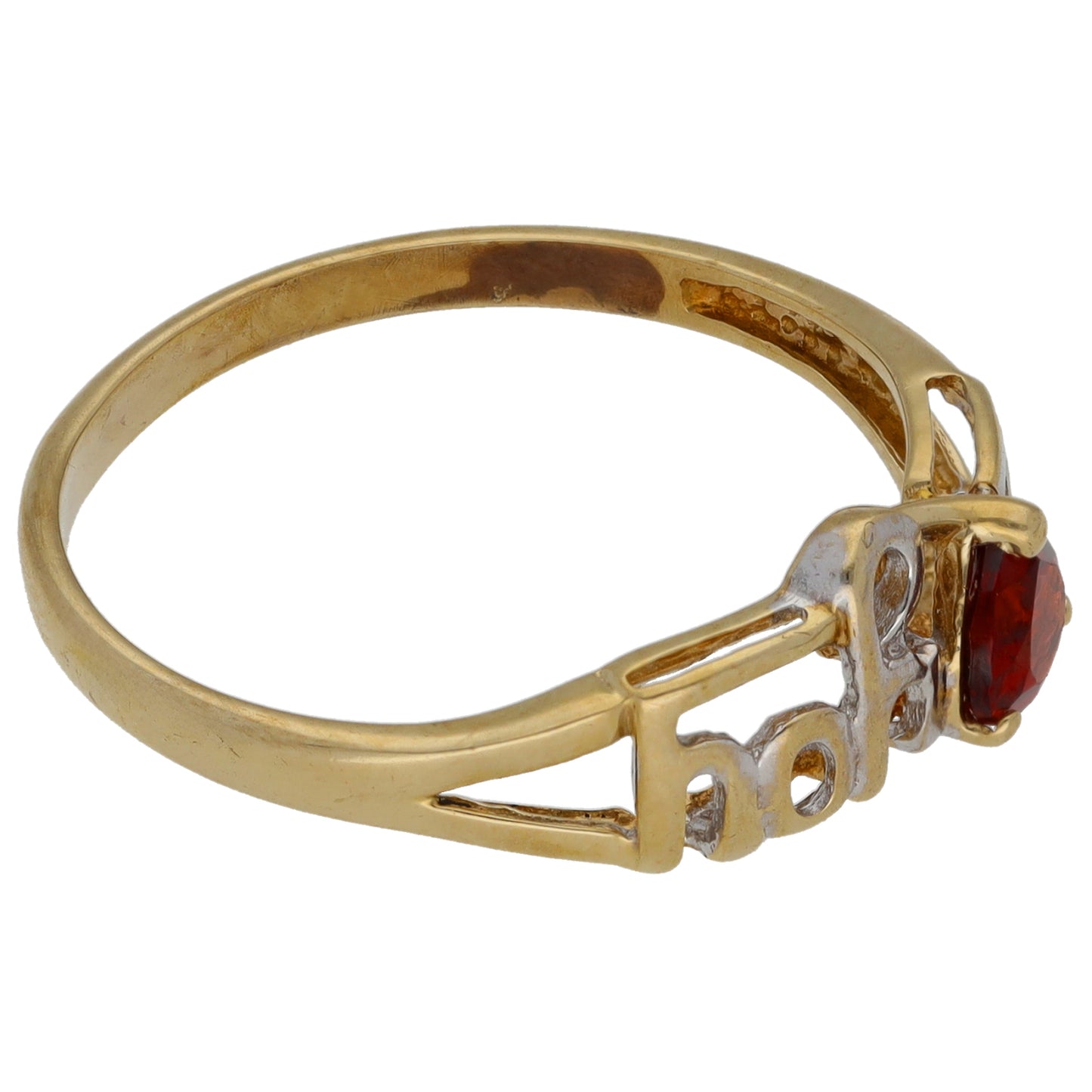 9ct Gold Garnet Alternative Ring Size T