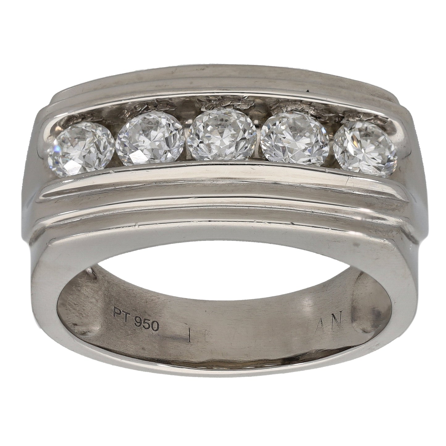 Platinum 2.25ct Diamond Patterned Signet Ring Size Z+2