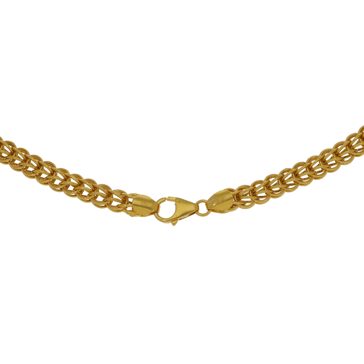 22ct gold chain necklace with oval links and heart-shaped clasp, 24 in