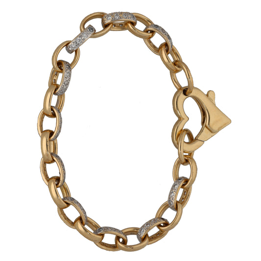 9ct Bicolour Gold Cubic Zirconia Belcher Bracelet