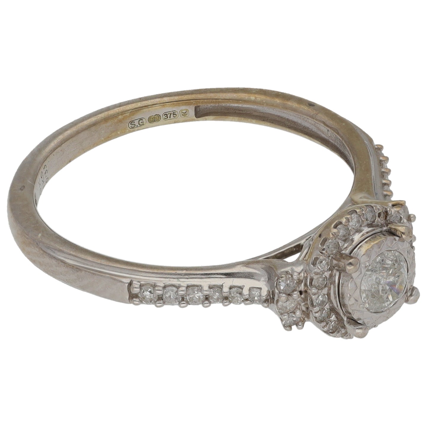 9ct White Gold 0.35ct Diamond Cluster Ring Size O