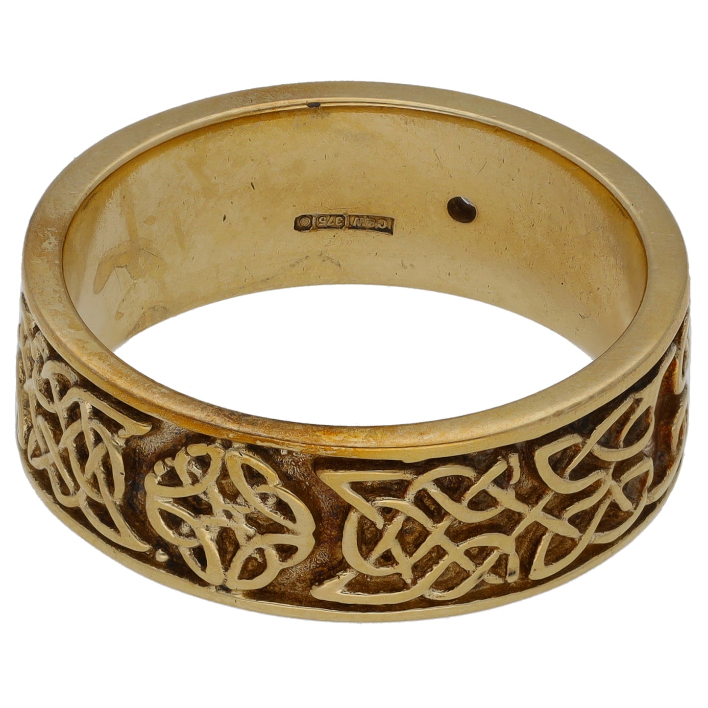 9ct Gold 0.01ct Diamond Patterned Wedding Ring Size U