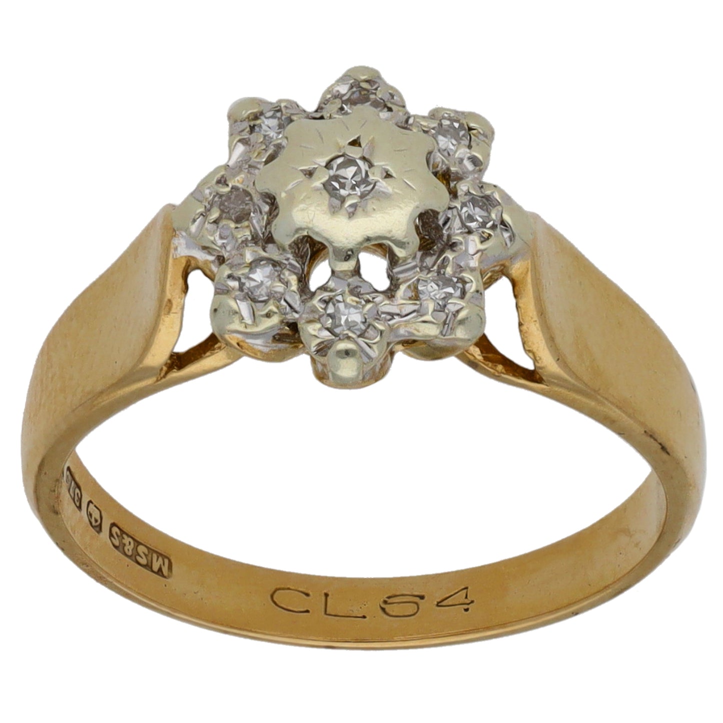 9ct Gold 0.045ct Diamond Cluster Ring Size L