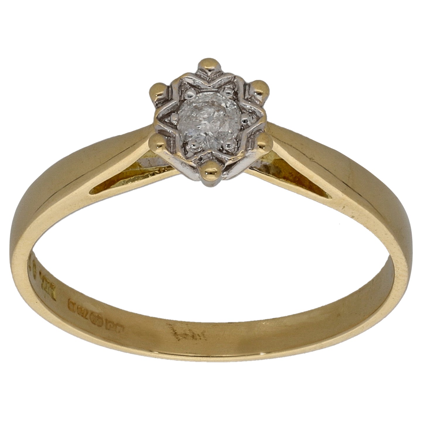 18ct Gold 0.10ct Diamond Solitaire Ring Size M