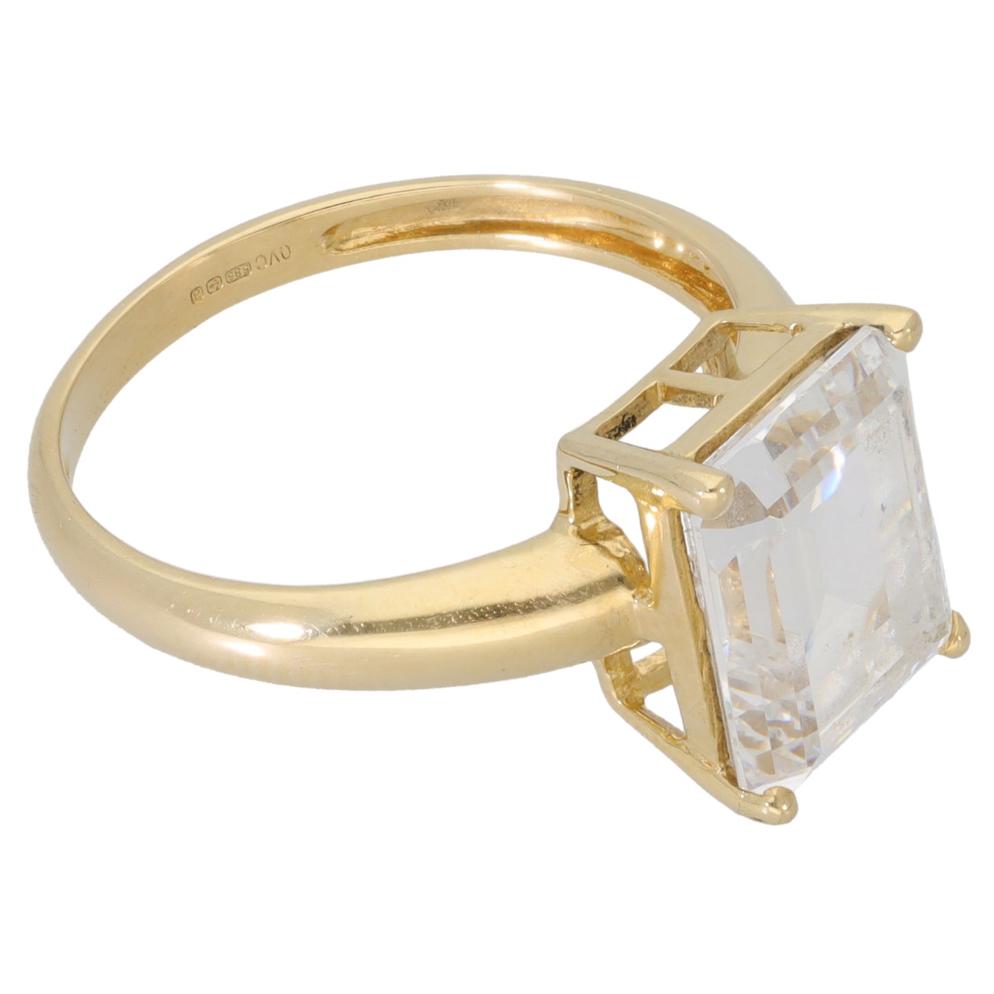 14ct Gold Cubic Zirconia Single Stone Ring Size Q
