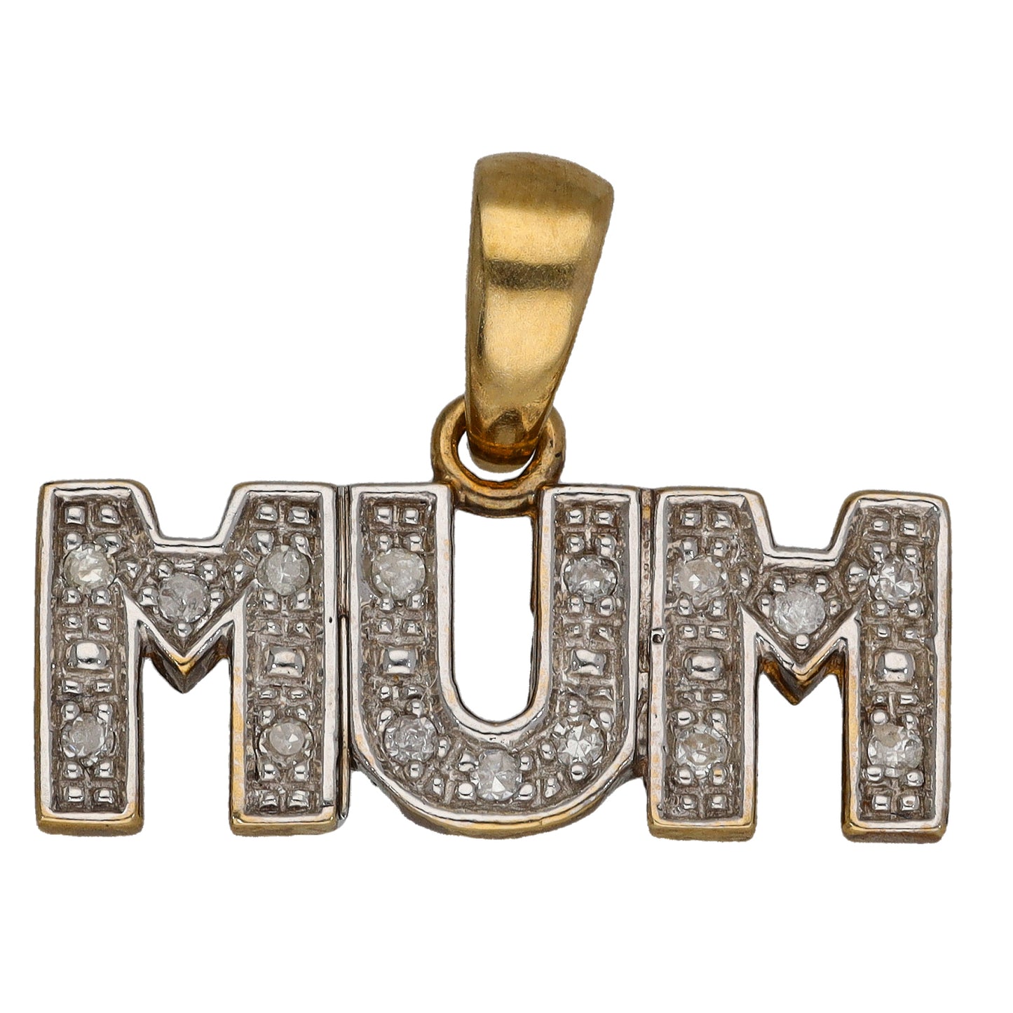 9ct Gold 0.10ct Diamond Mum/Mother Pendant