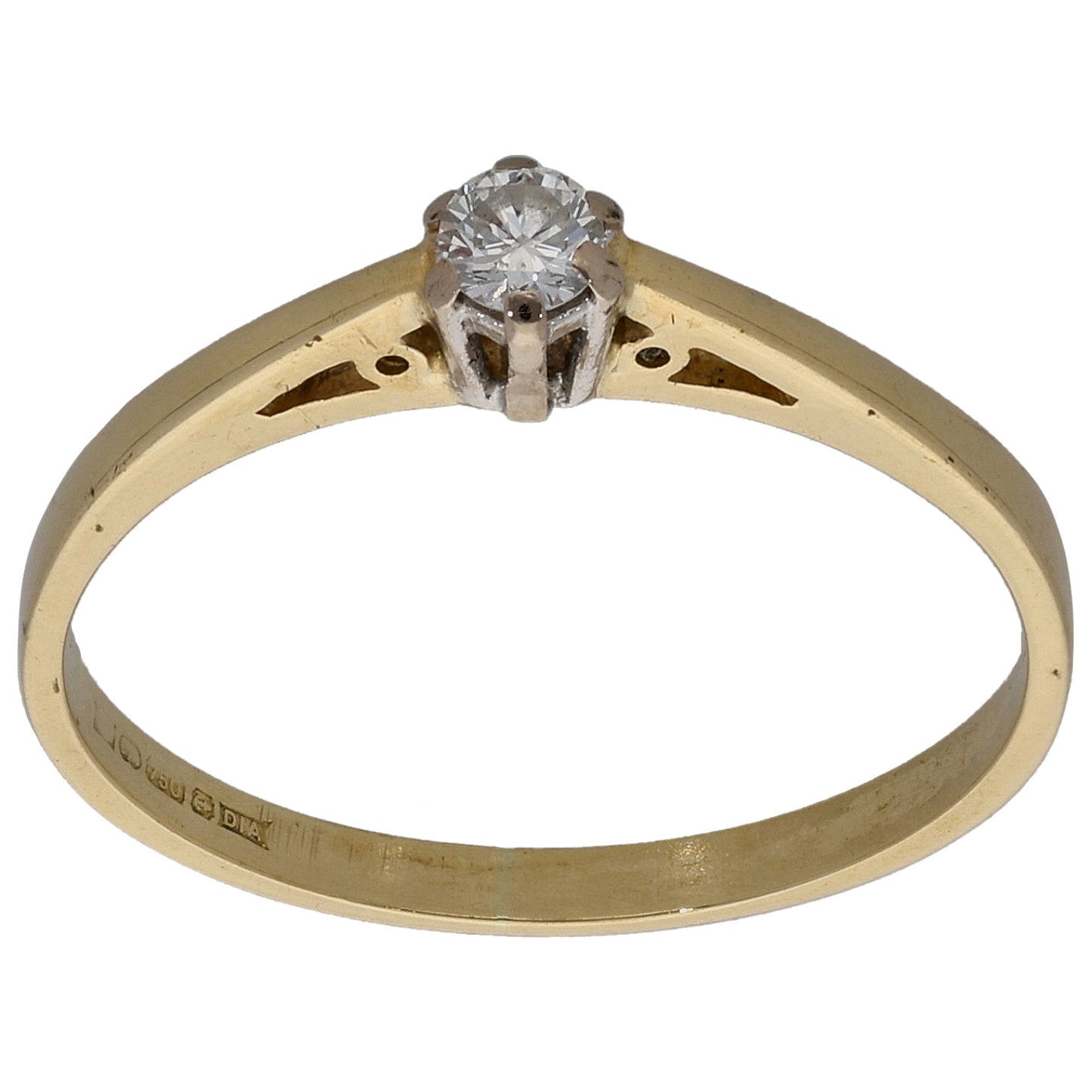 18ct Gold 0.10ct Diamond Solitaire Ring Size P