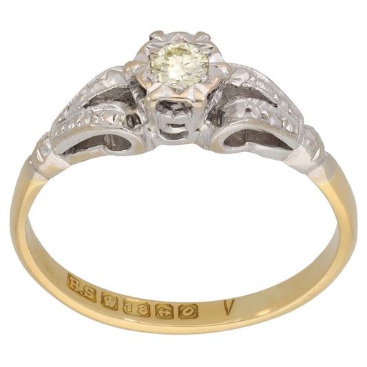 18ct Gold 0.10ct Diamond Solitaire Ring Size K