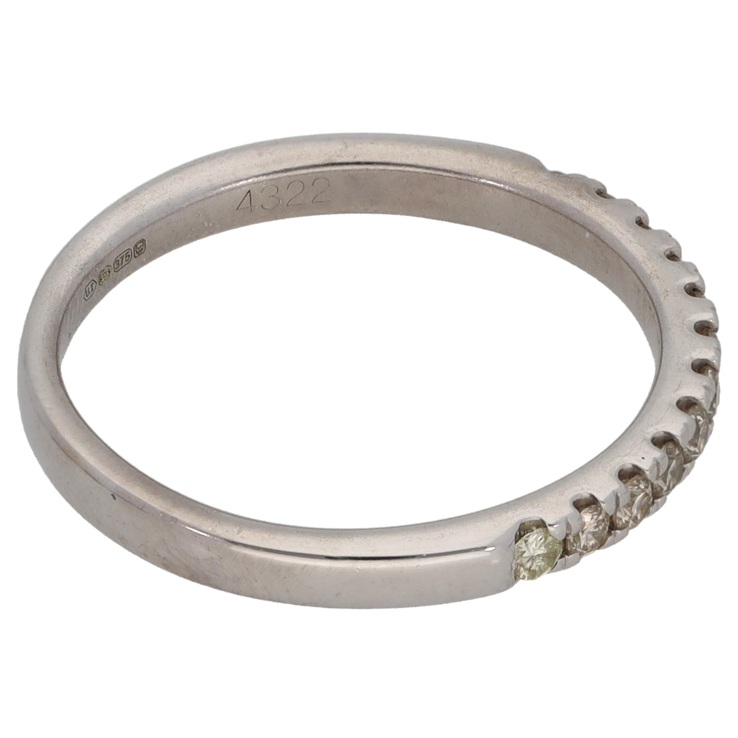 9ct White Gold 0.12ct Diamond Half Eternity Ring Size O