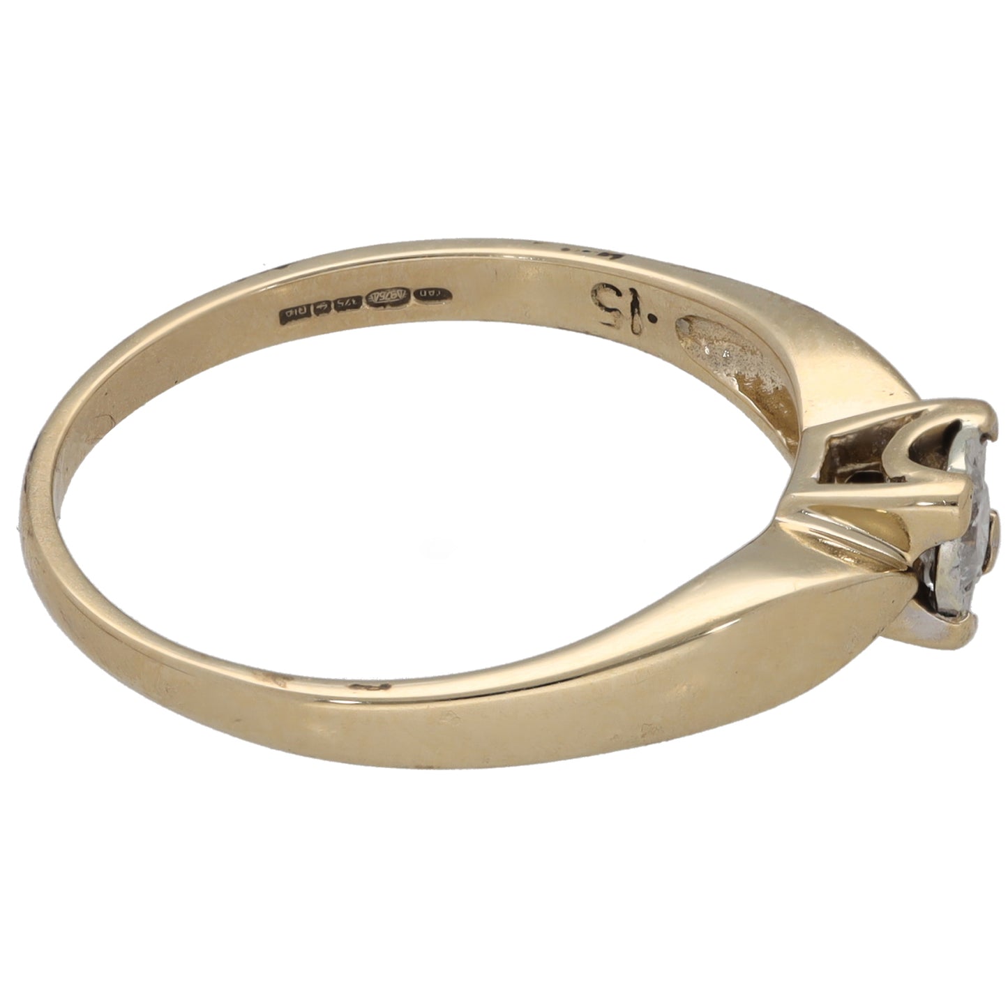 9ct Gold 0.15ct Diamond Solitaire Ring Size O