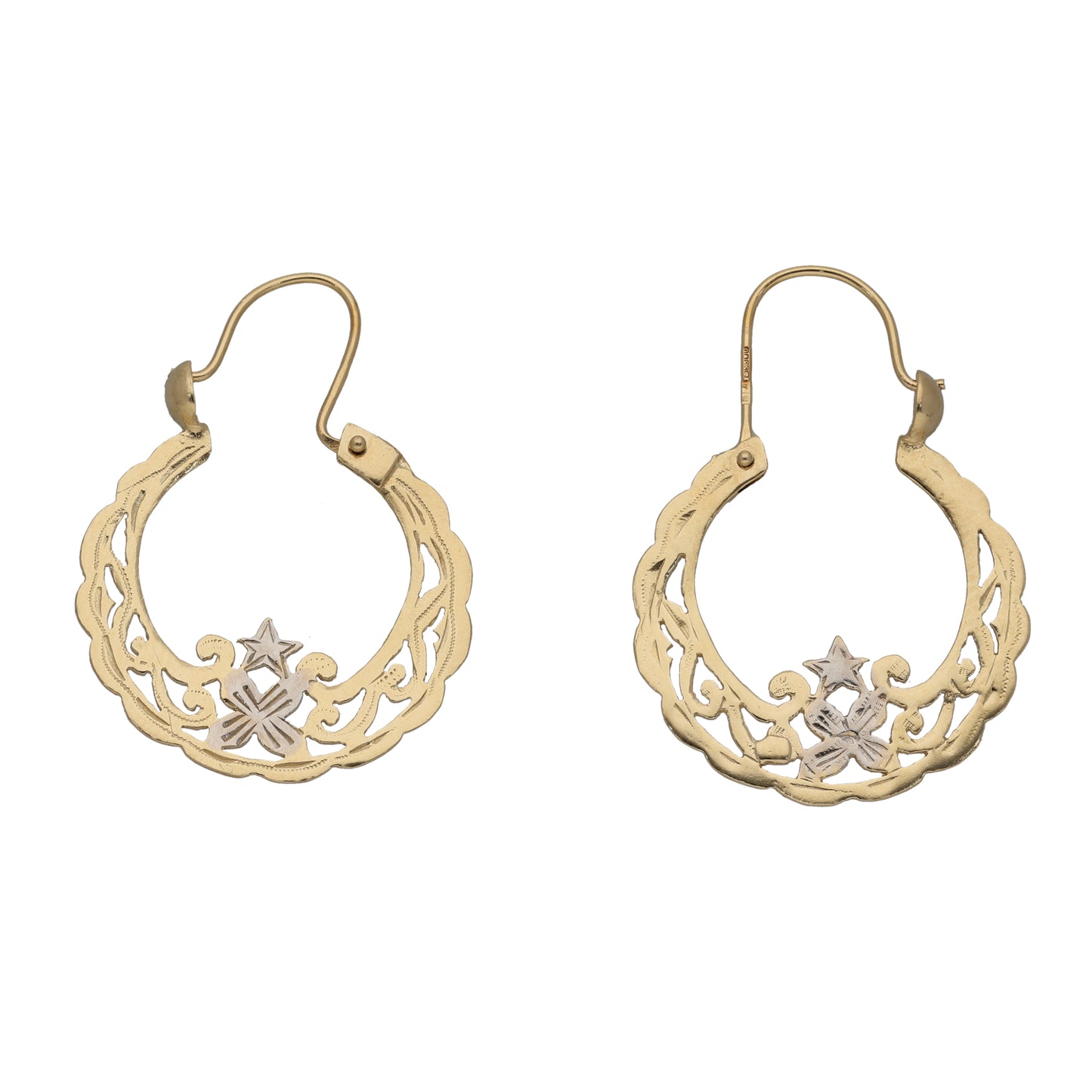 14ct Bi-Colour Gold Drop Earrings