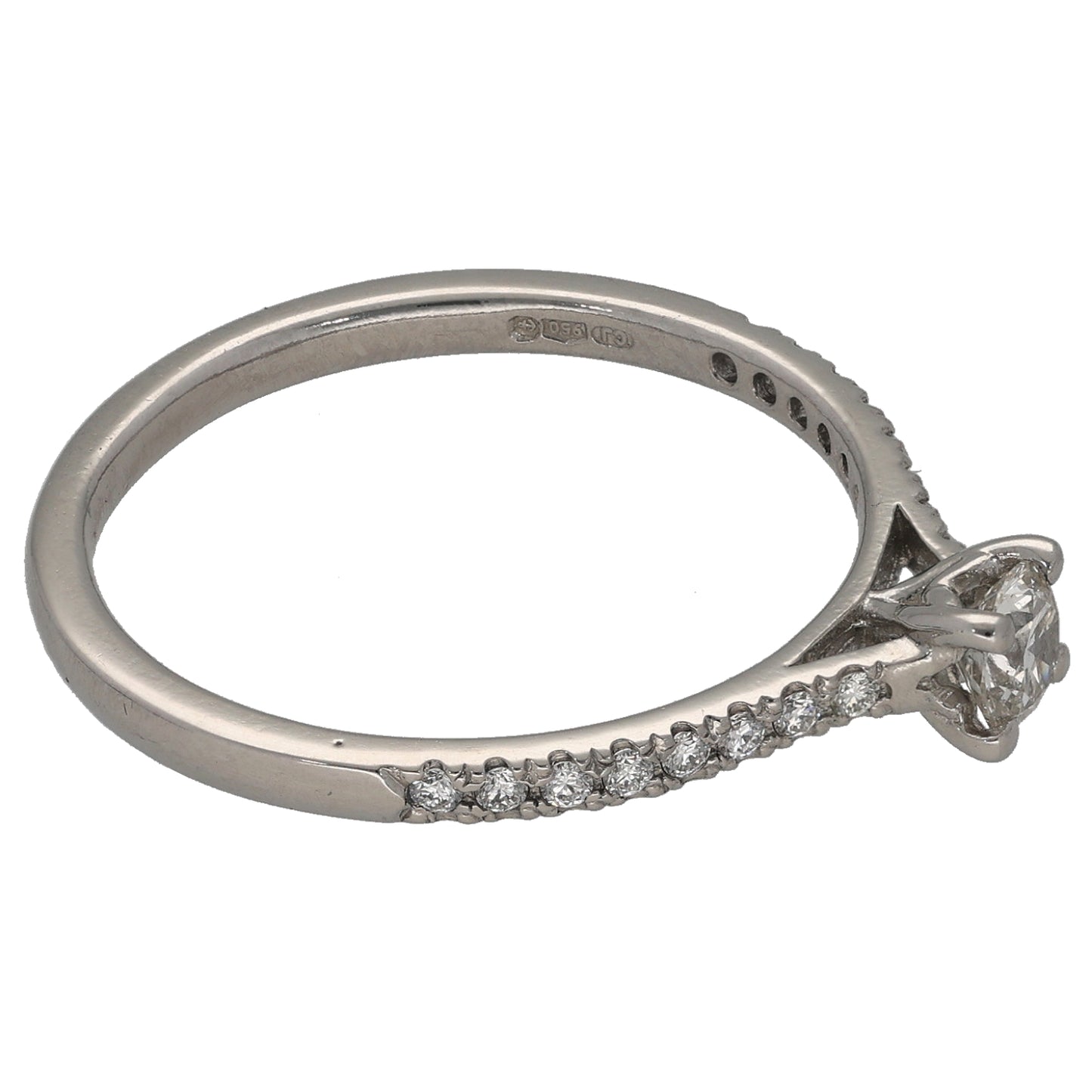 Platinum 0.43ct Diamond Solitaire Ring With Accent Stones Size Q