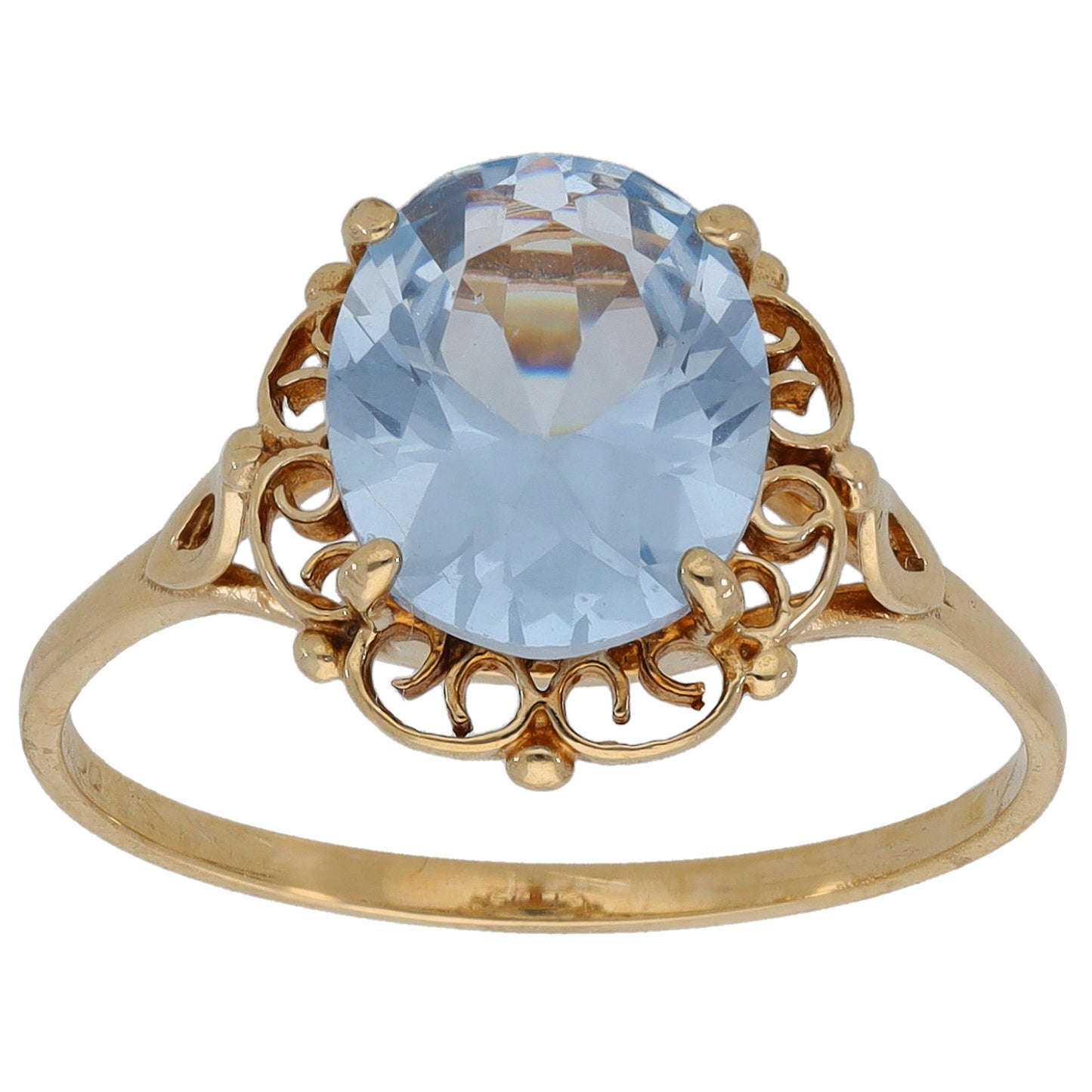 9ct Gold Imitation Gem Single Stone Ring Size P
