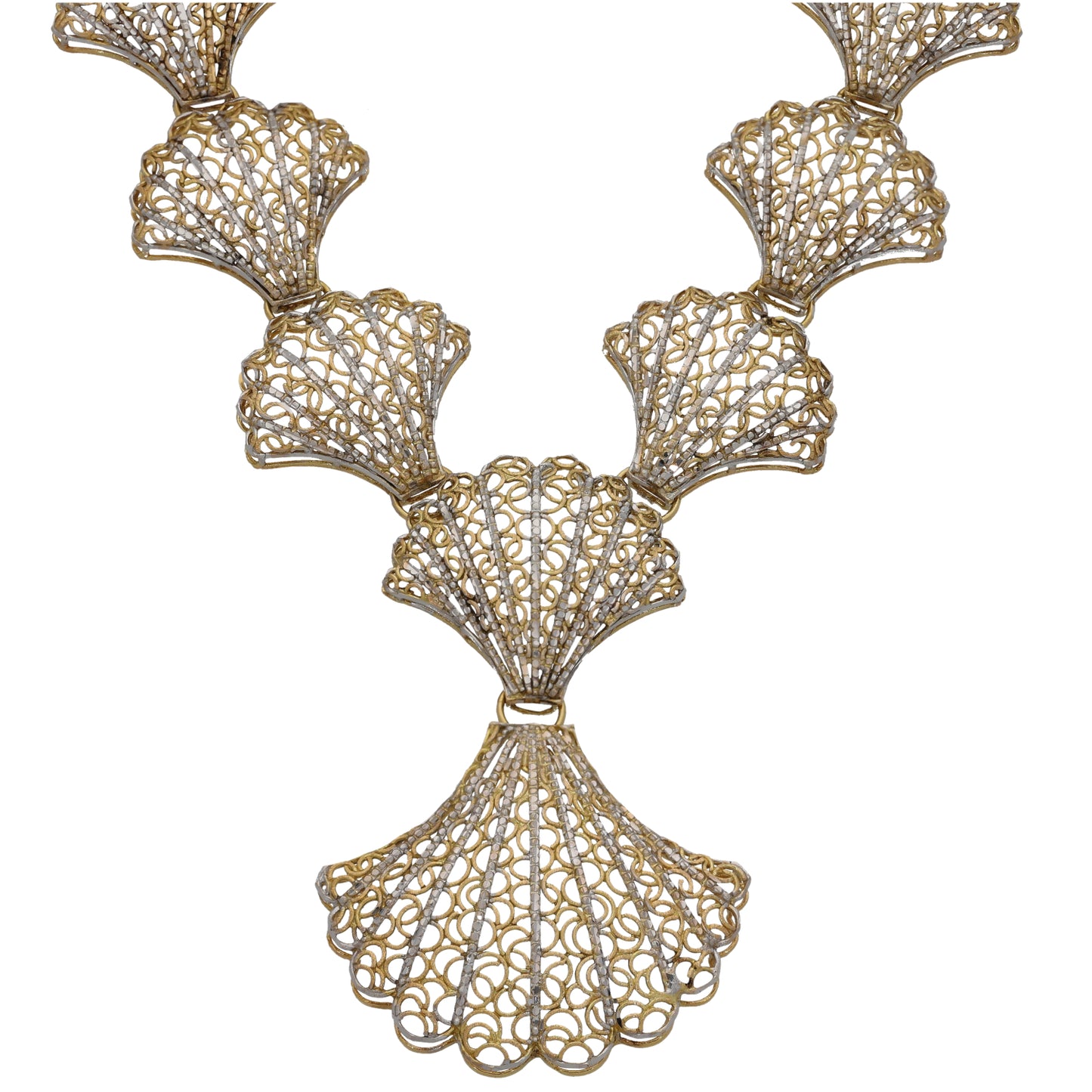 18ct Bi-Colour Gold Earrings & Necklace Set