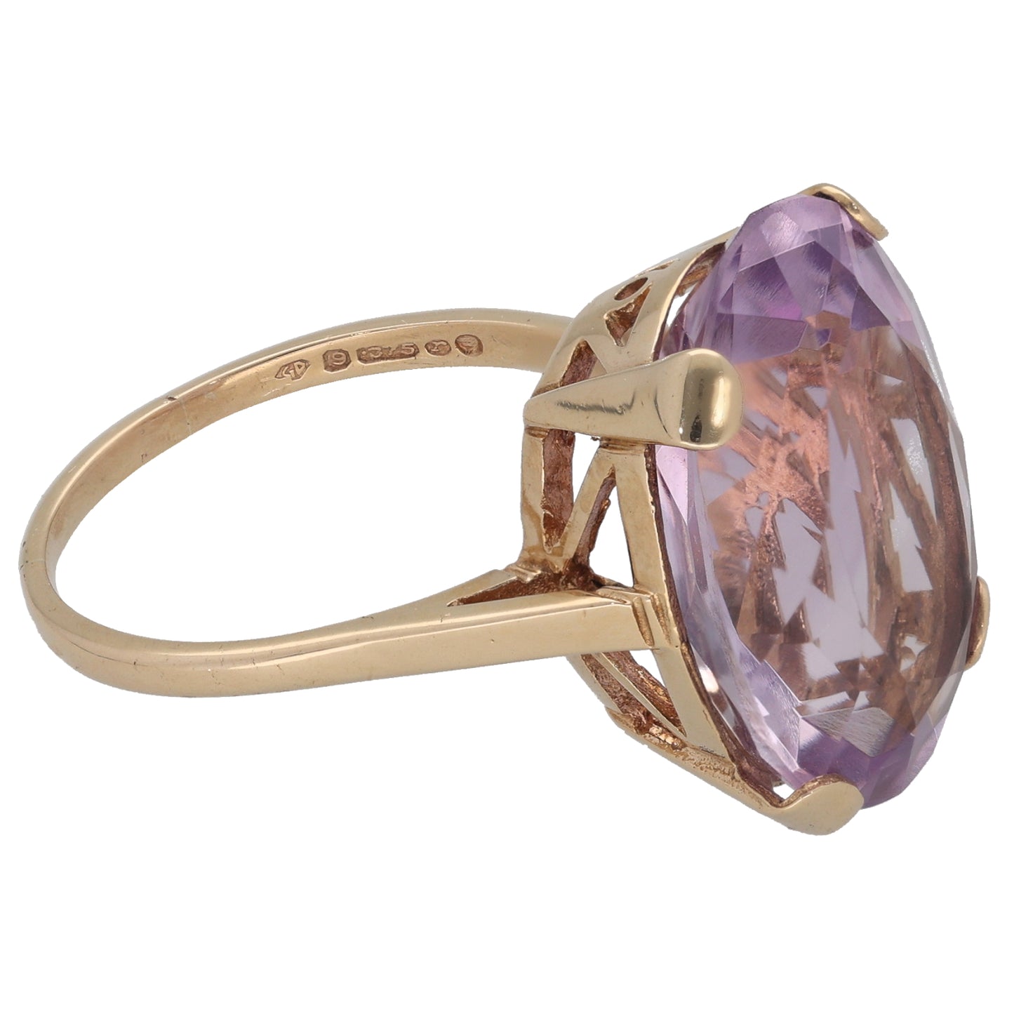 9ct Gold Amethyst Single Stone Ring Size Q