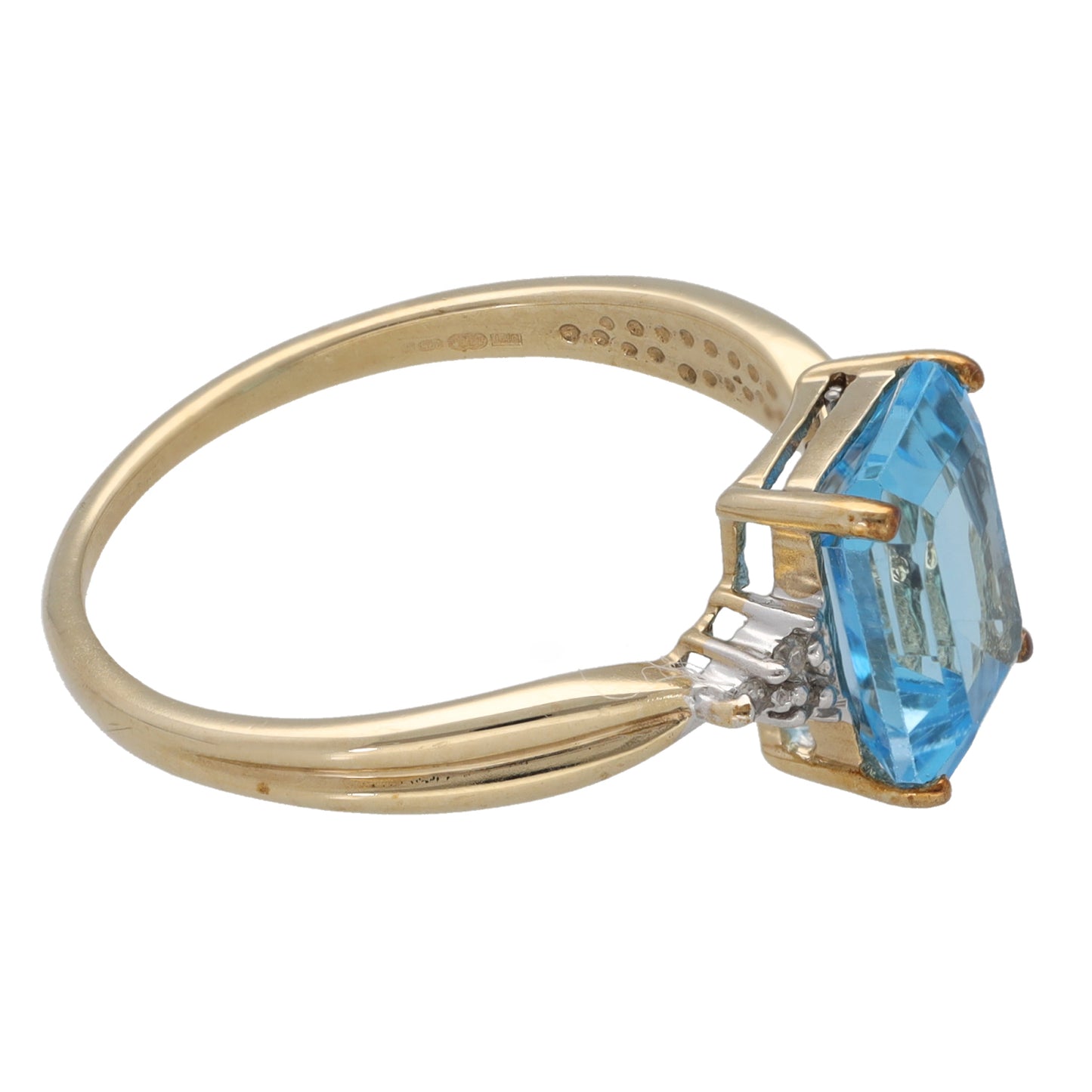 9ct Gold Topaz & 0.03ct Diamond Dress/Cocktail Ring Size O