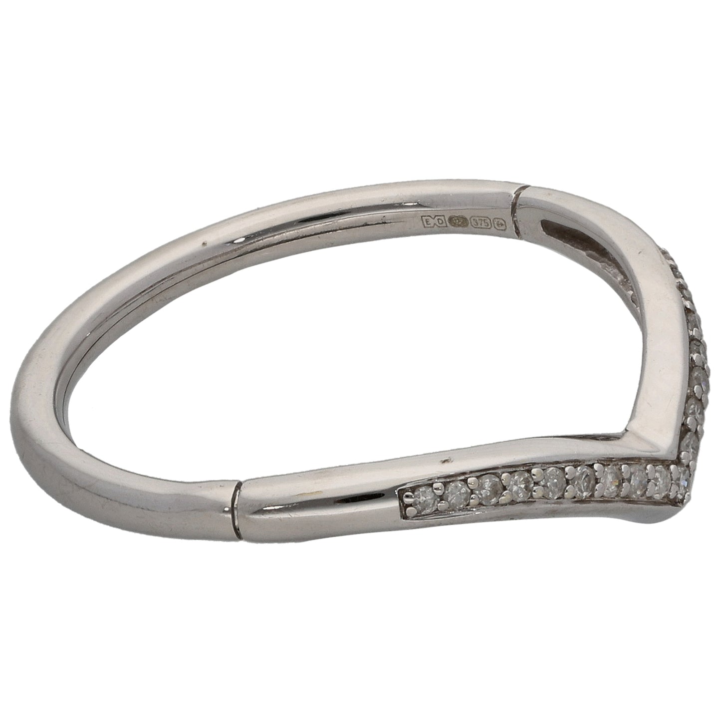 9ct White Gold 0.10ct Diamond Wishbone Ring Size U