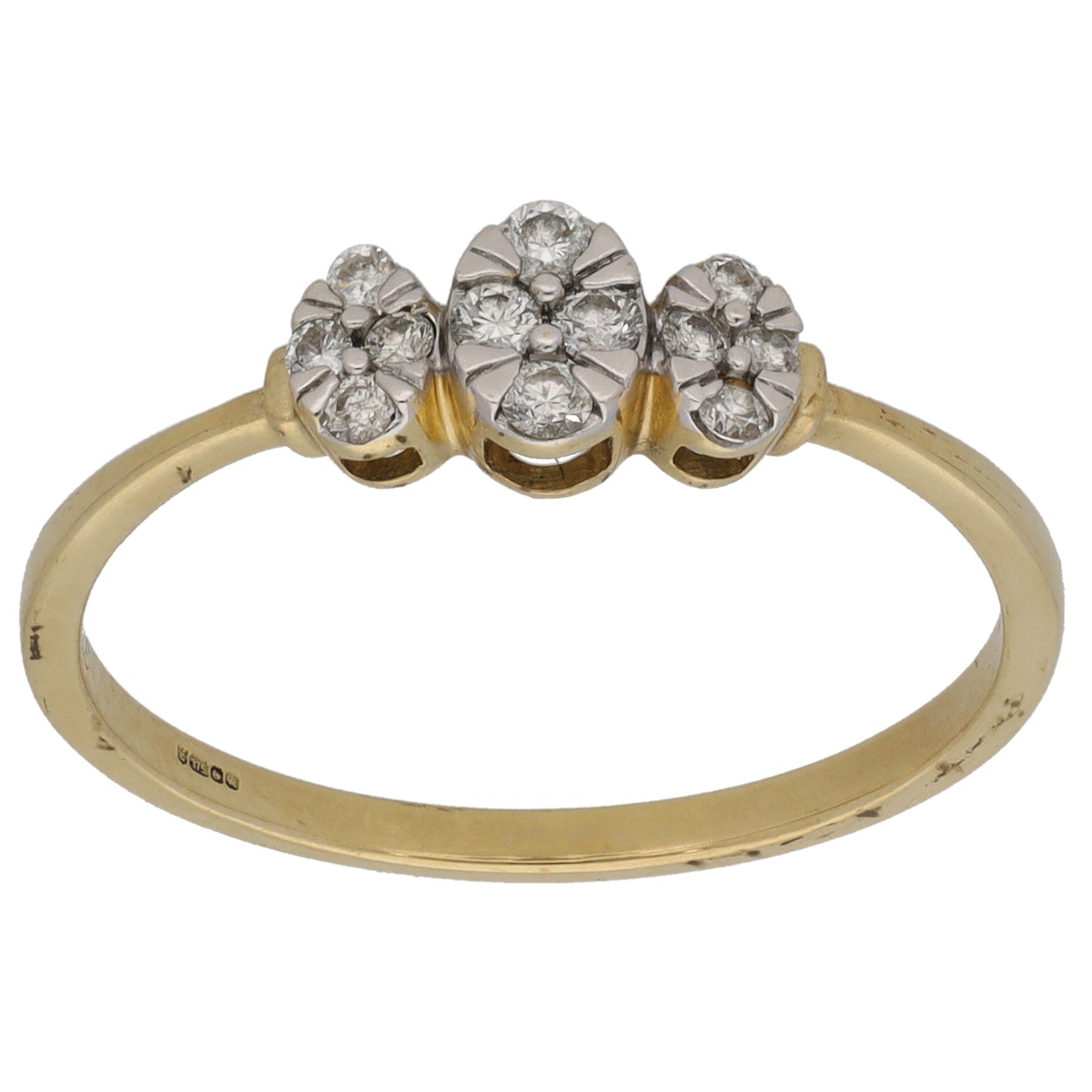 9ct Gold 0.16ct Diamond Dress/Cocktail Ring Size R
