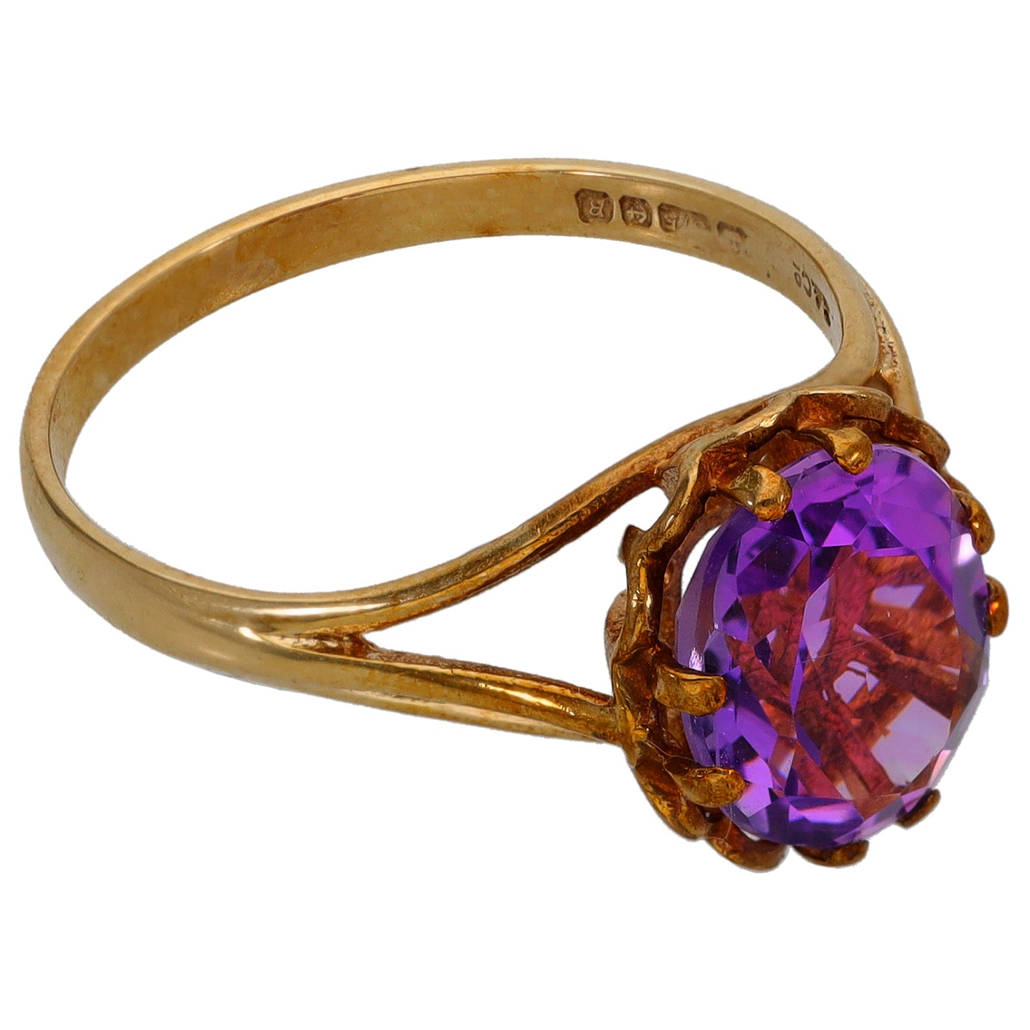 9ct Gold Amethyst Single Stone Ring Size P