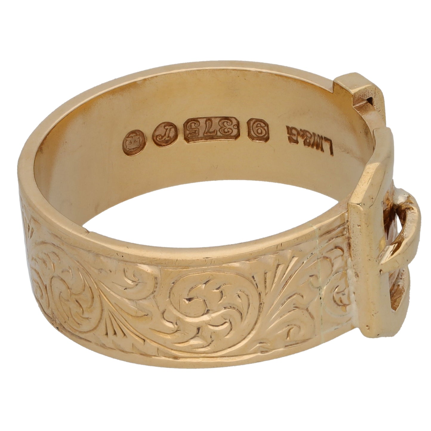 9ct Gold Buckle Ring Size R