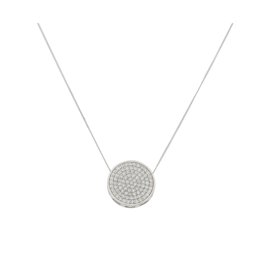 18ct White Gold 1.25ct Diamond Cluster Pendant With Chain