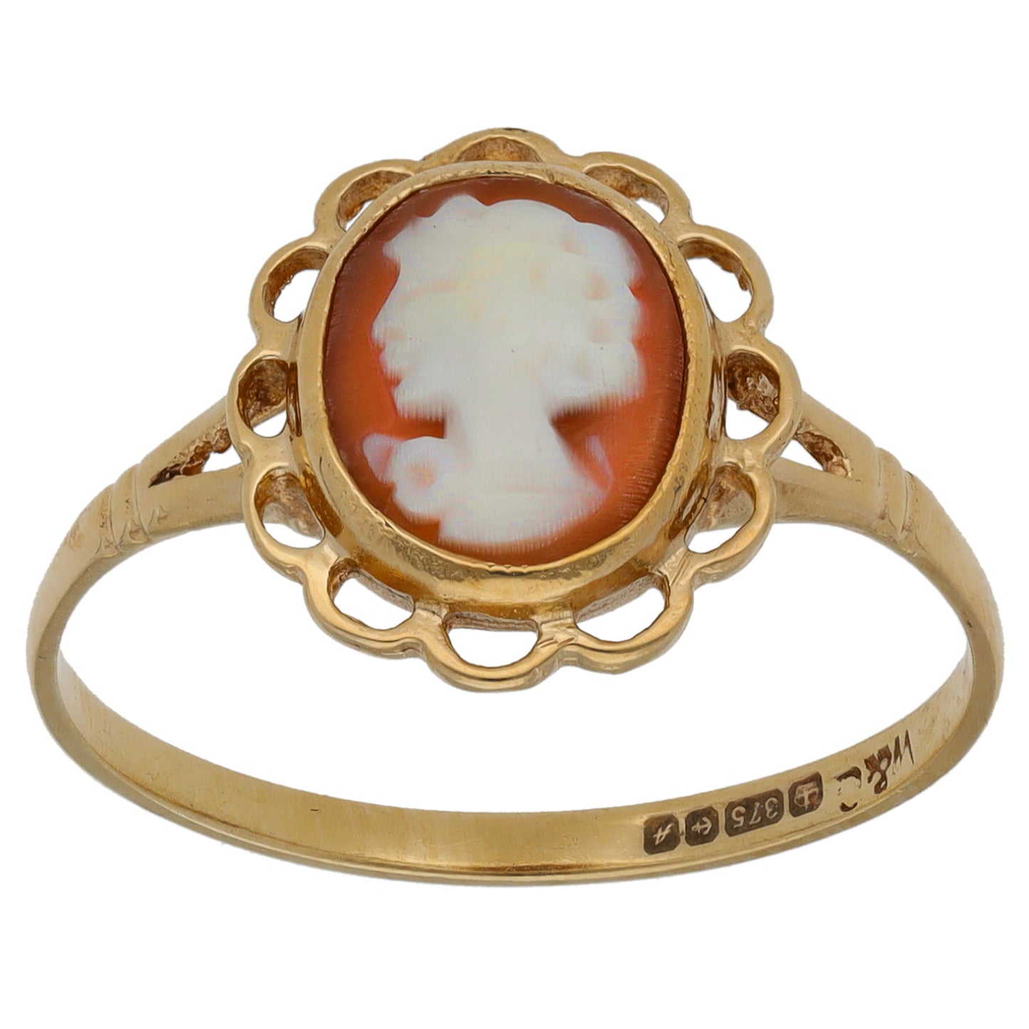9ct Gold Shell Cameo Cameo Ring Size T