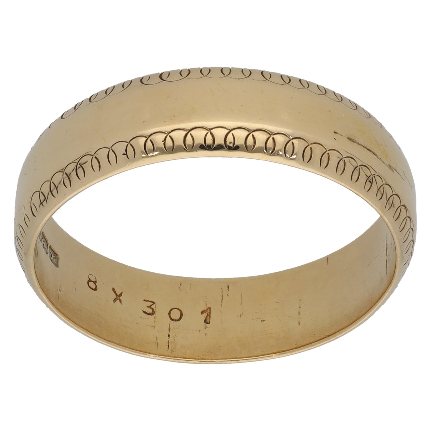 9ct Gold Patterned Wedding Ring Size Z+1