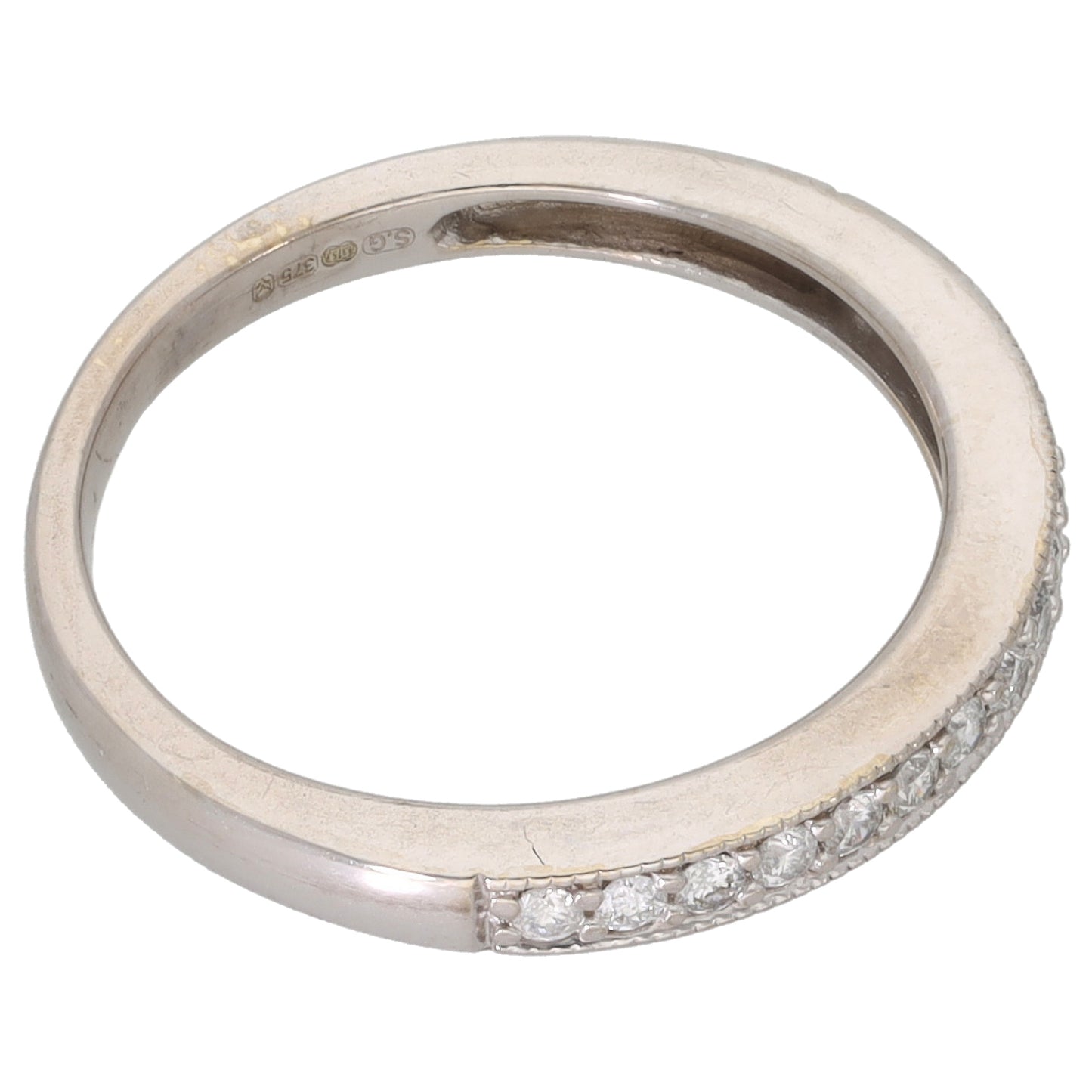 9ct White Gold 0.17ct Diamond Half Eternity Ring Size K