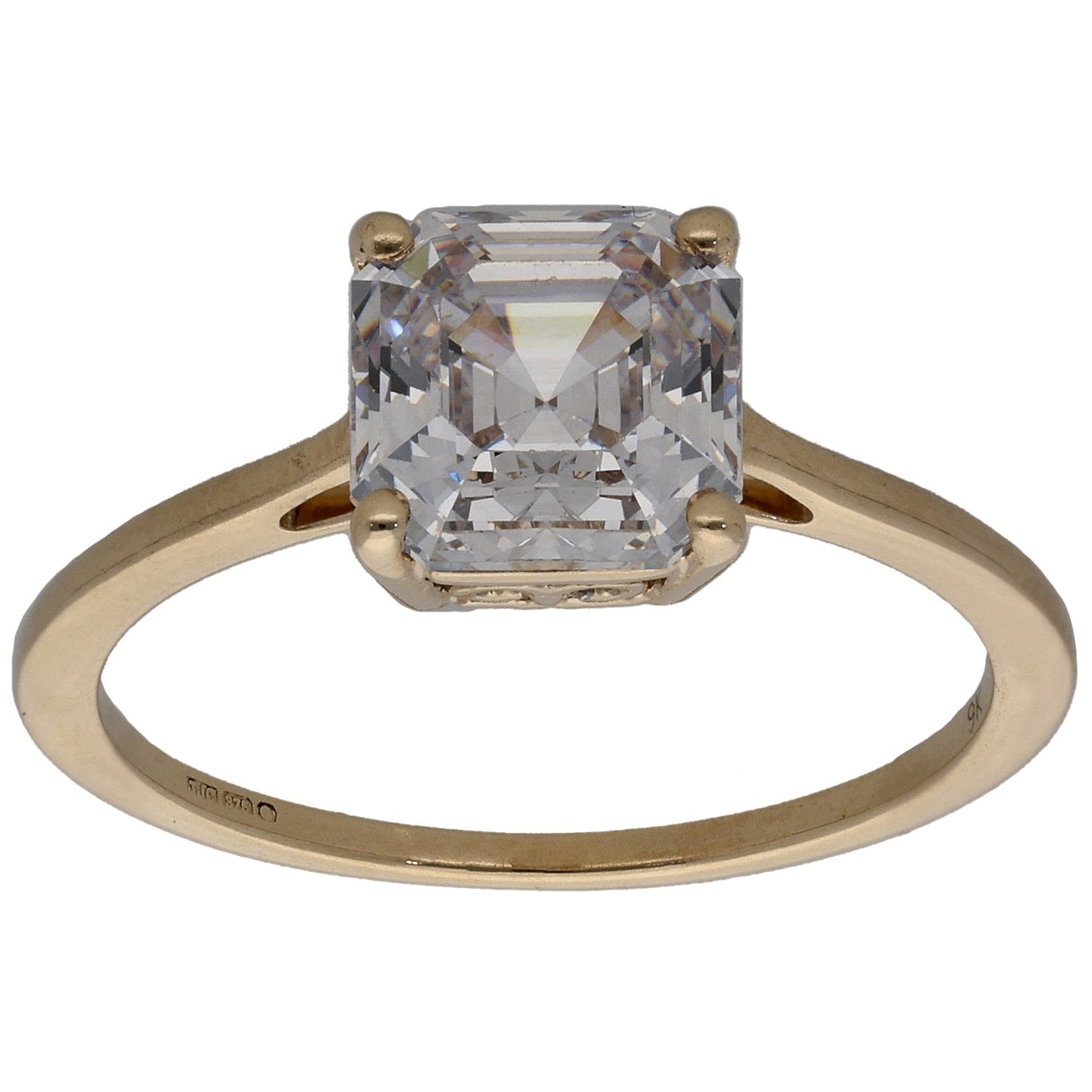 9ct Gold Cubic Zirconia Single Stone Ring Size R