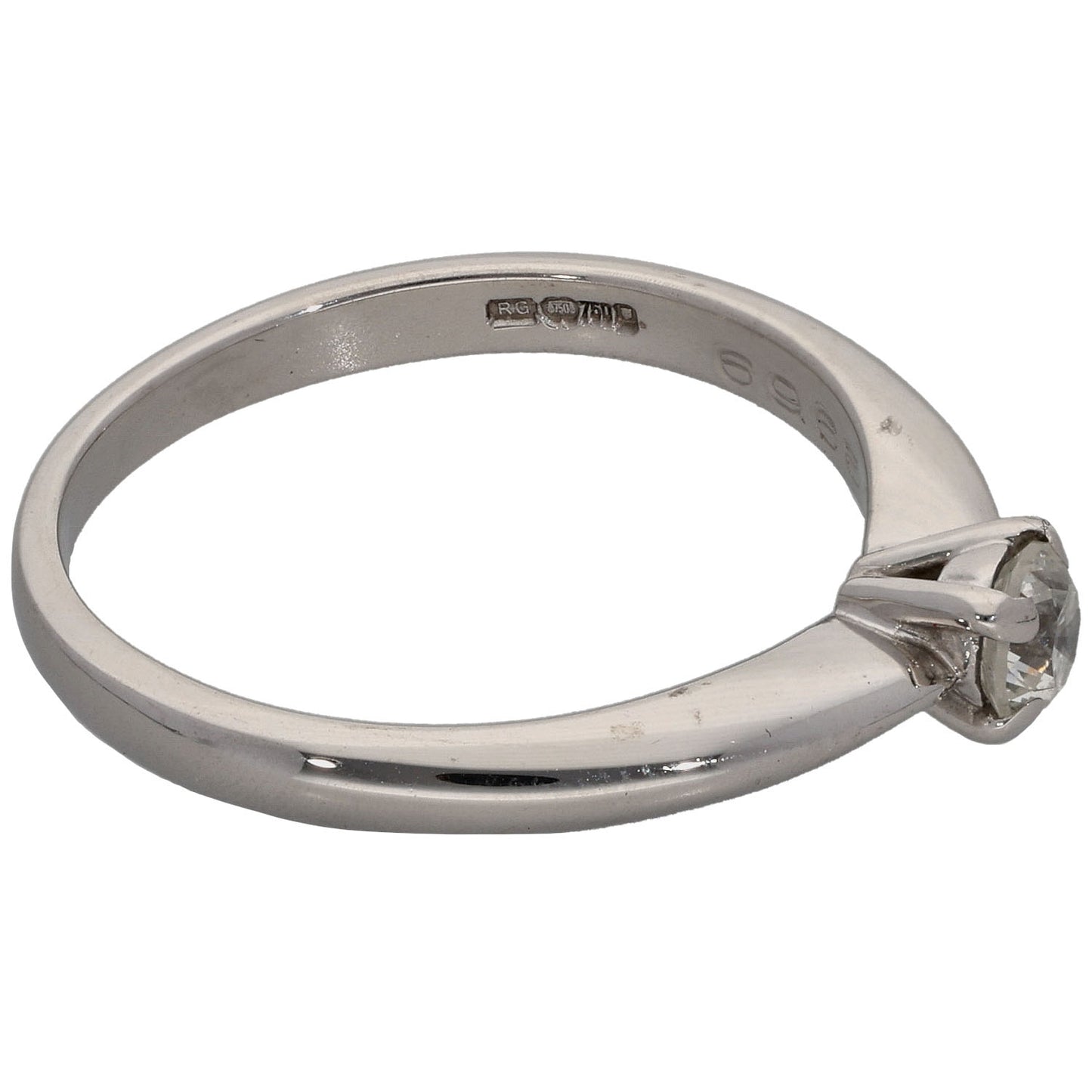 18ct White Gold 0.33ct Diamond Solitaire Ring Size P