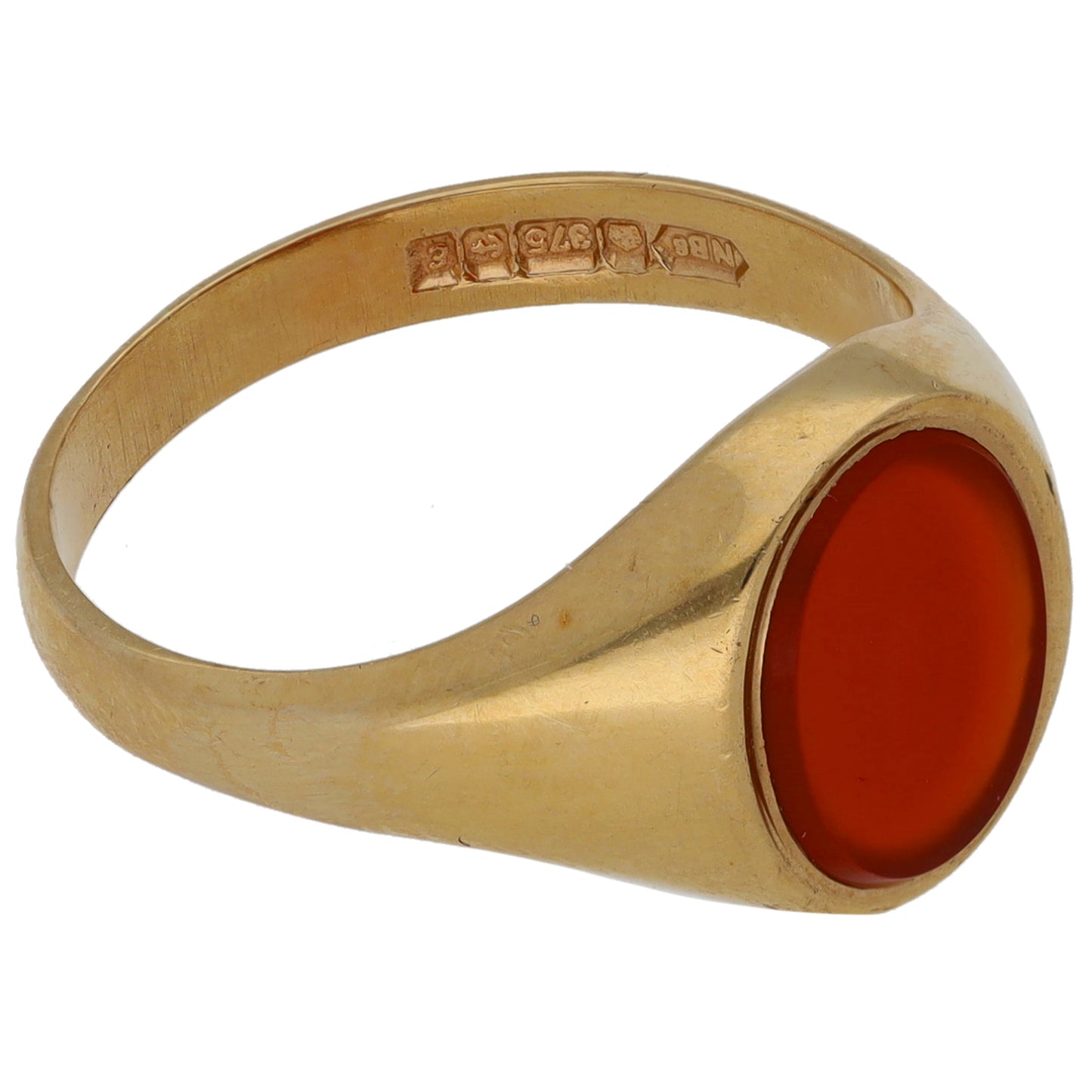 9ct Gold Carnelian Single Stone Signet Ring Size O