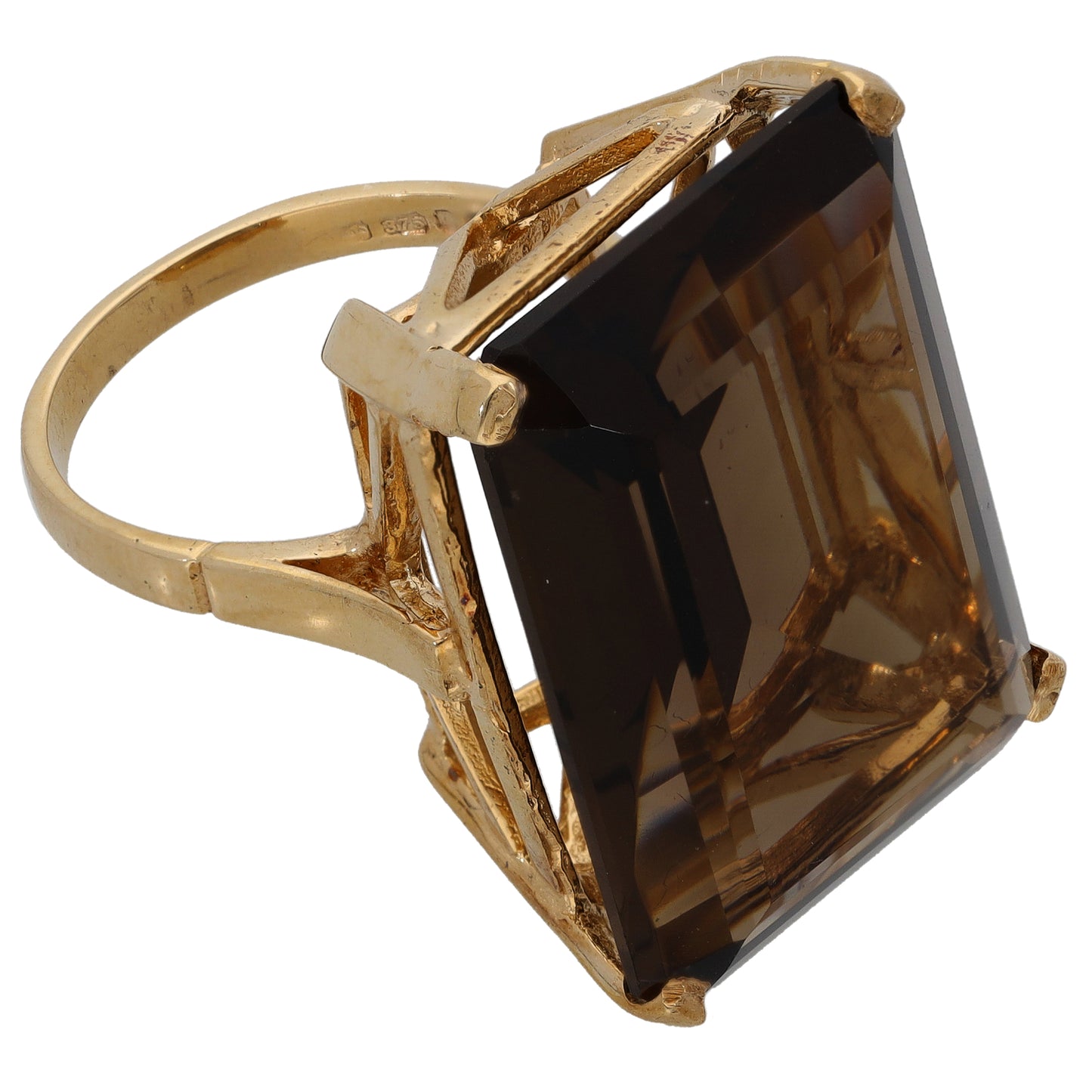 9ct Gold Smoky Quartz Single Stone Ring Size O
