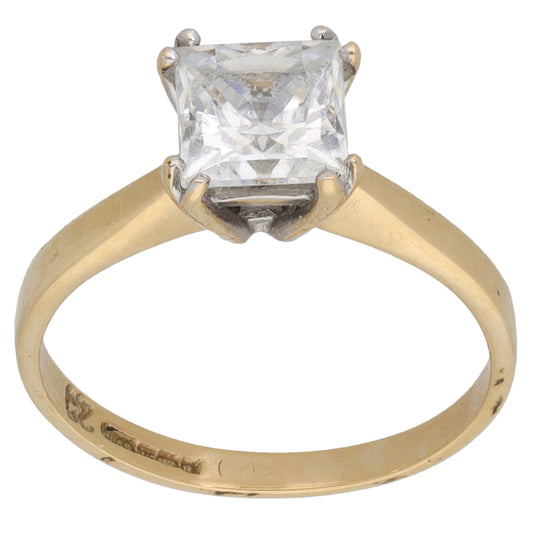 9ct Gold Cubic Zirconia Single Stone Ring Size L