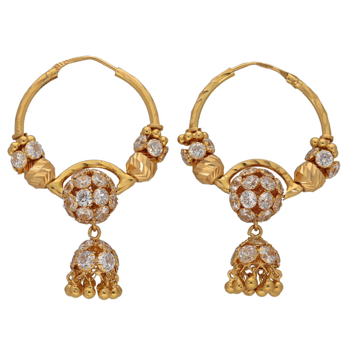 22ct Gold Cubic Zirconia Hoop Earrings