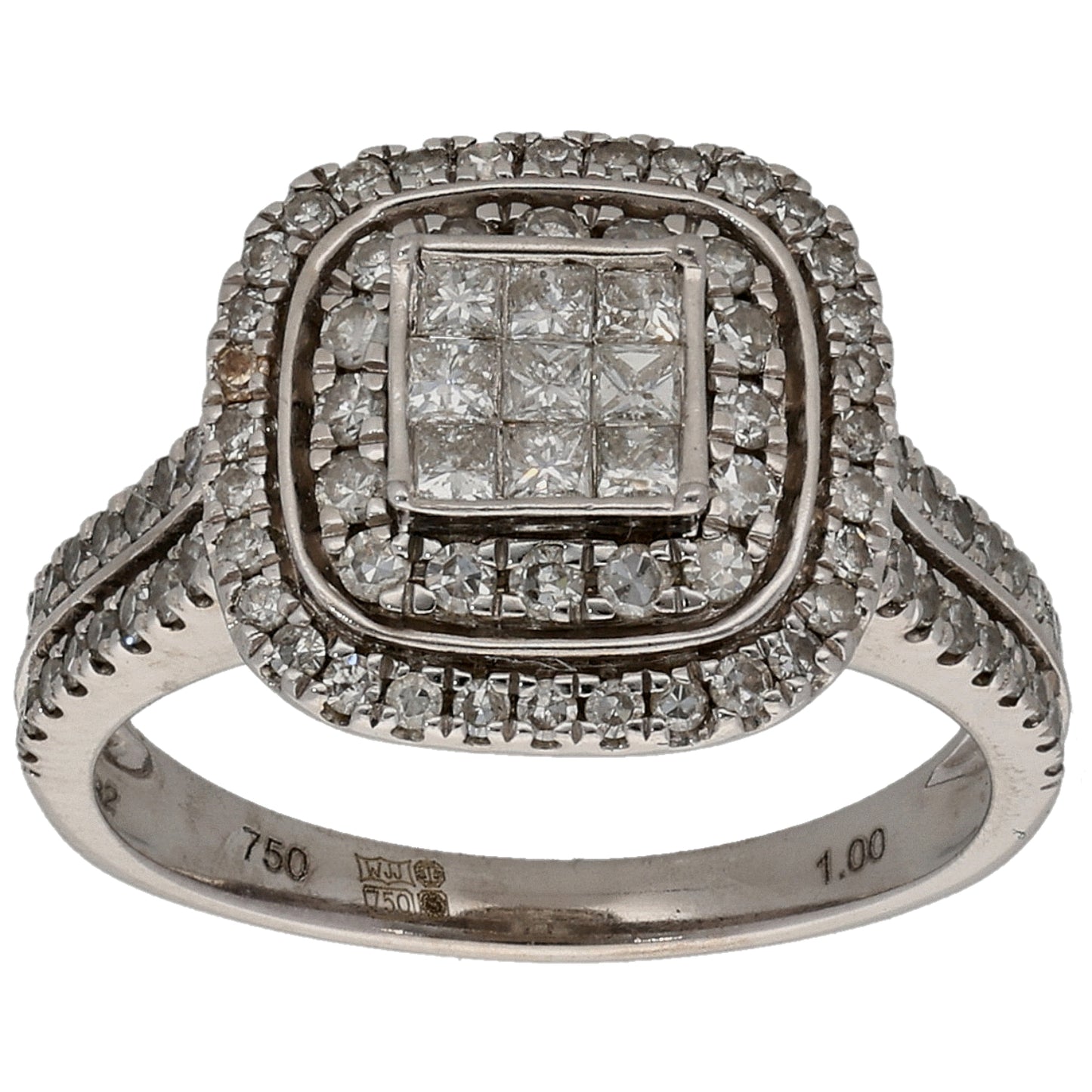 18ct White Gold 1.00ct Diamond Dress/Cocktail Ring Size L