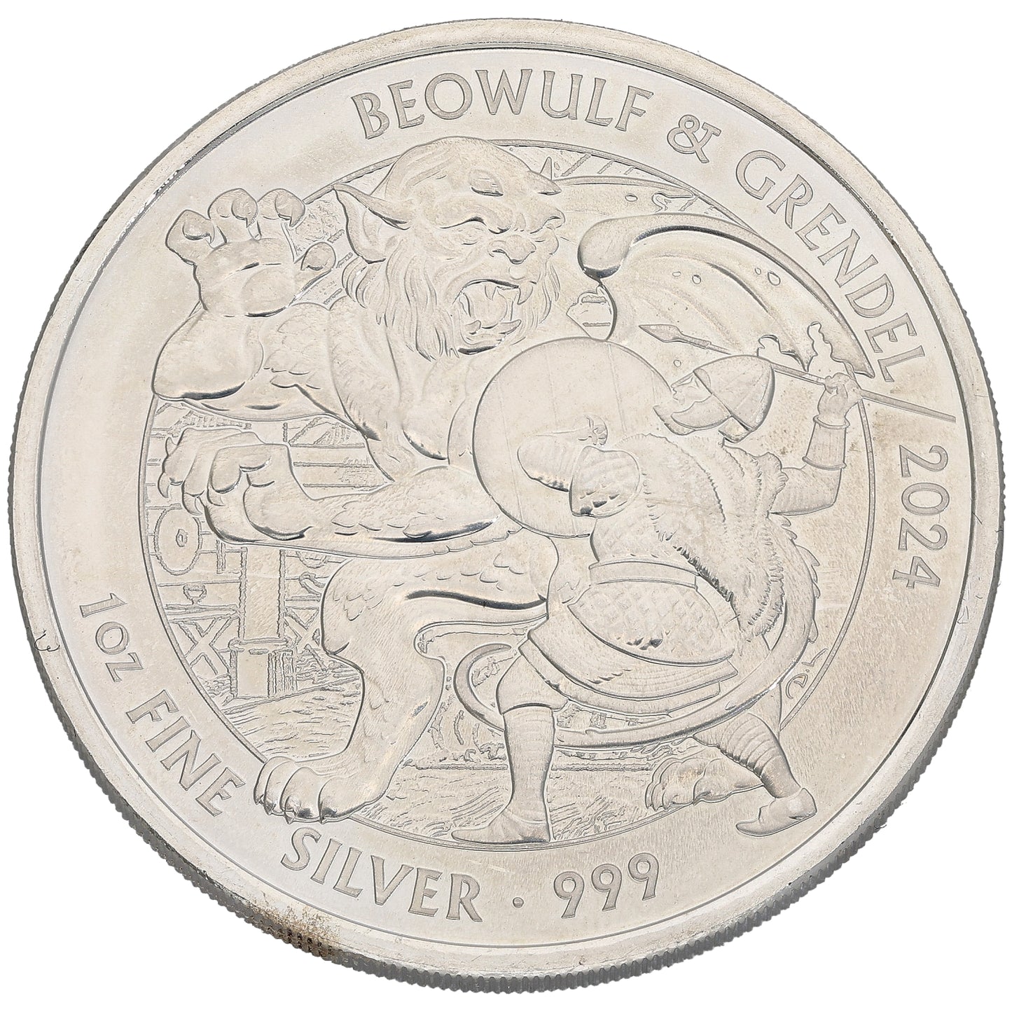 Fine Silver Beowulf & Grendel 1 OZ Coin 2024