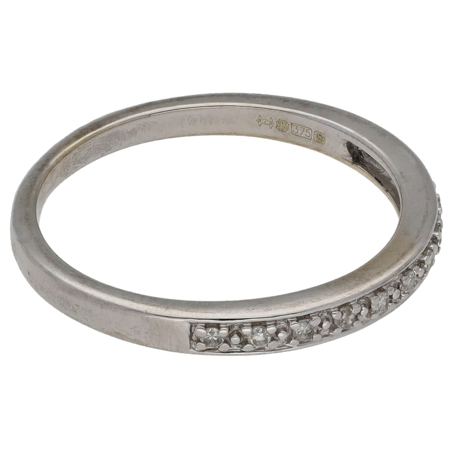 9ct White Gold 0.12ct Diamond Half Eternity Ring Size N