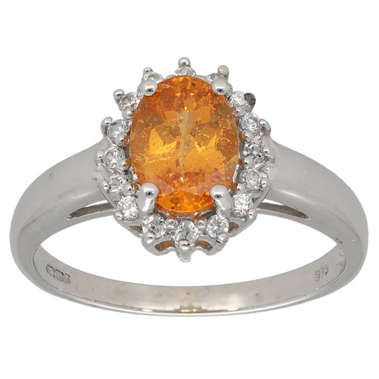 9ct White Gold Imitation Dress/Cocktail Ring Size N