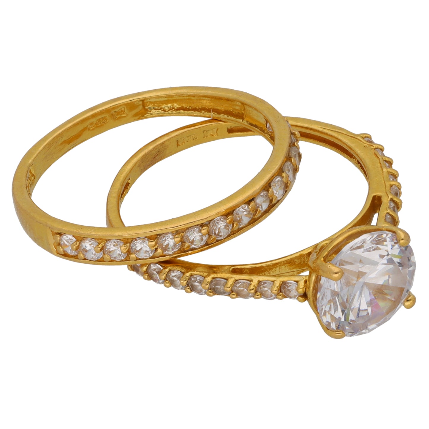 22ct Gold Cubic Zirconia Ring Set Size N