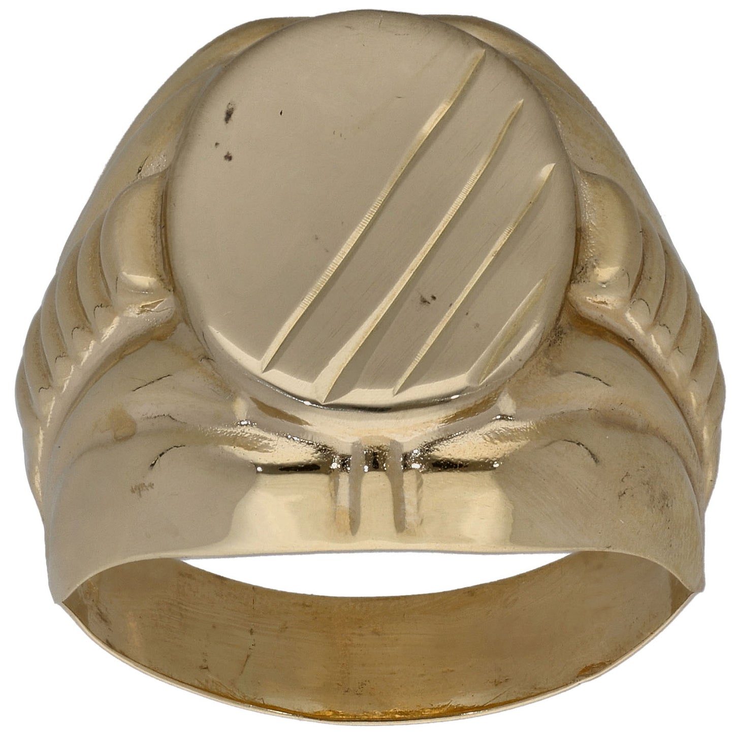 14ct Gold Patterned Signet Ring Size U