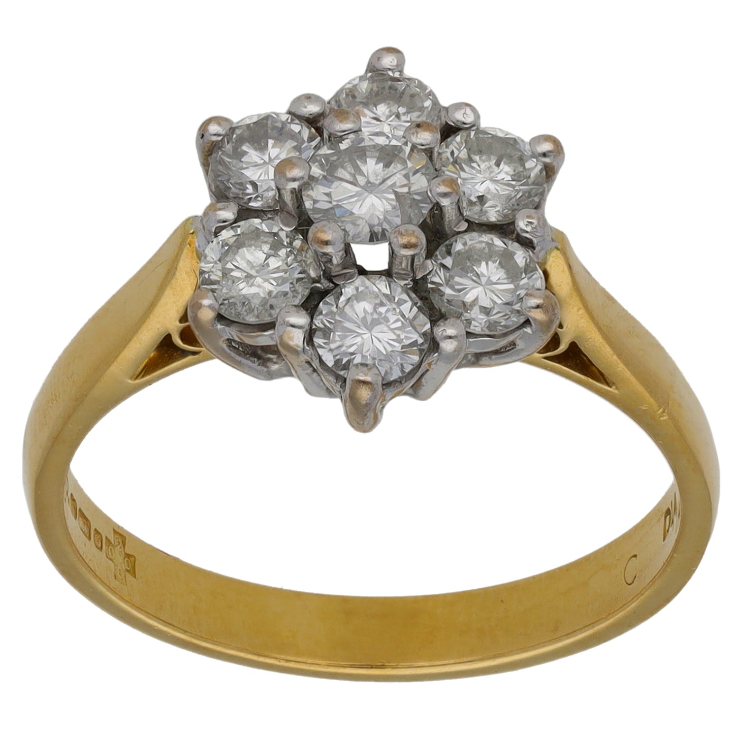 18ct Gold 1.00ct Diamond Cluster Ring Size O