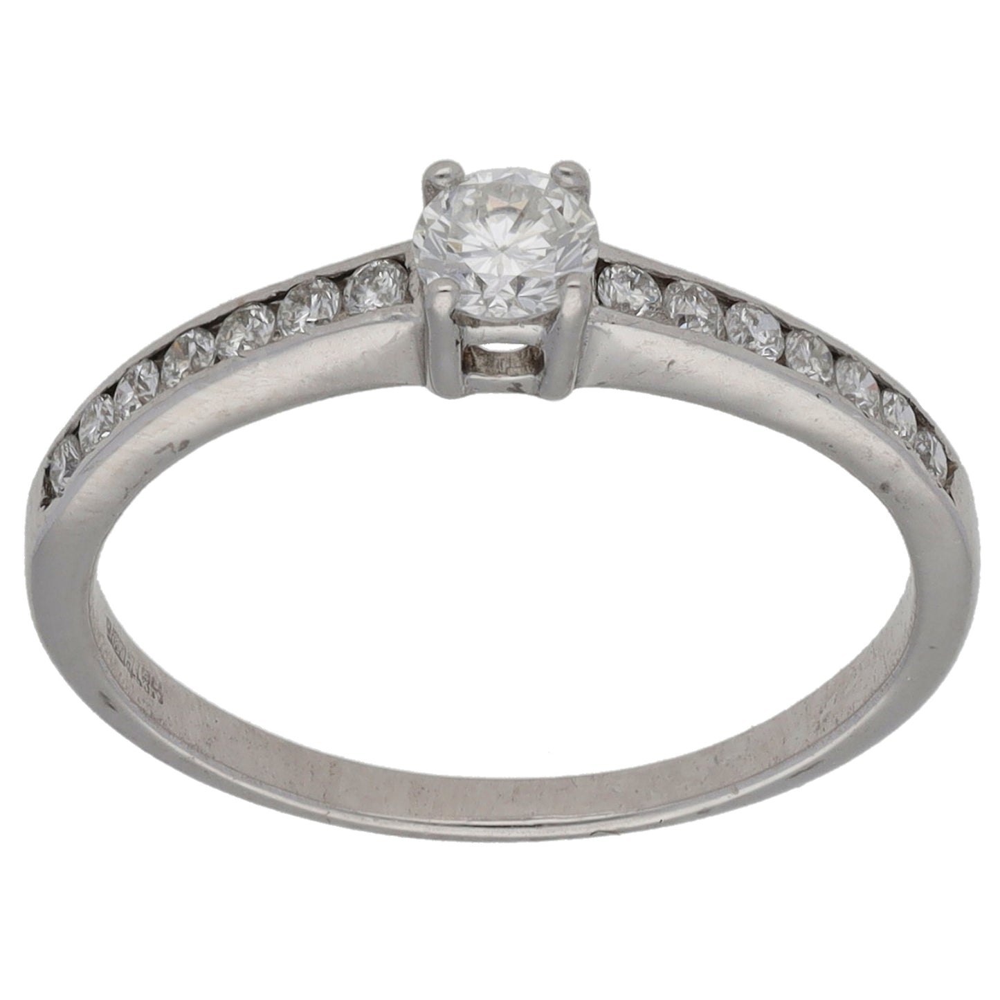 18ct White Gold 0.38ct Diamond Solitaire Ring With Accent Stones Size K