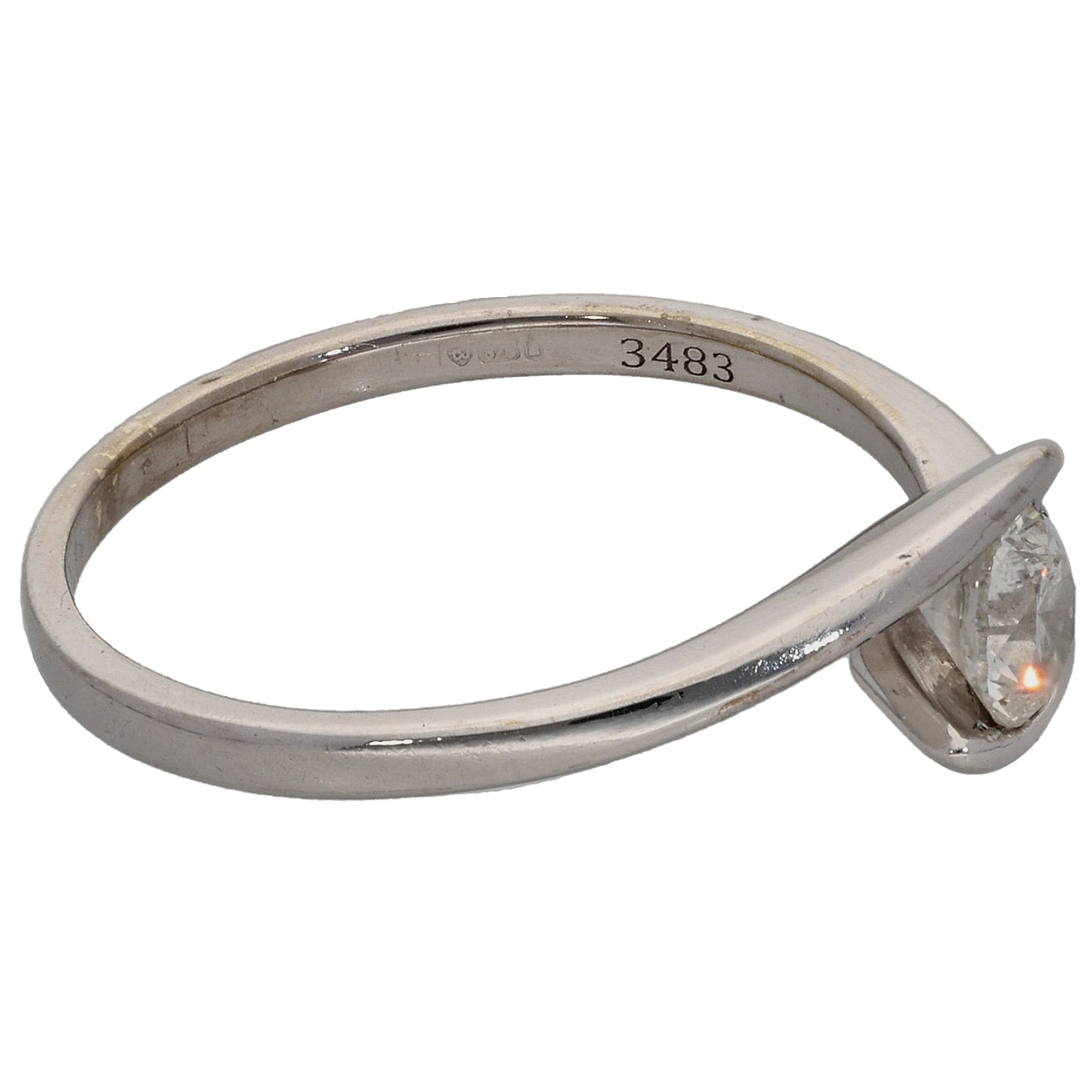 9ct White Gold 0.35ct Diamond Solitaire Ring Size O