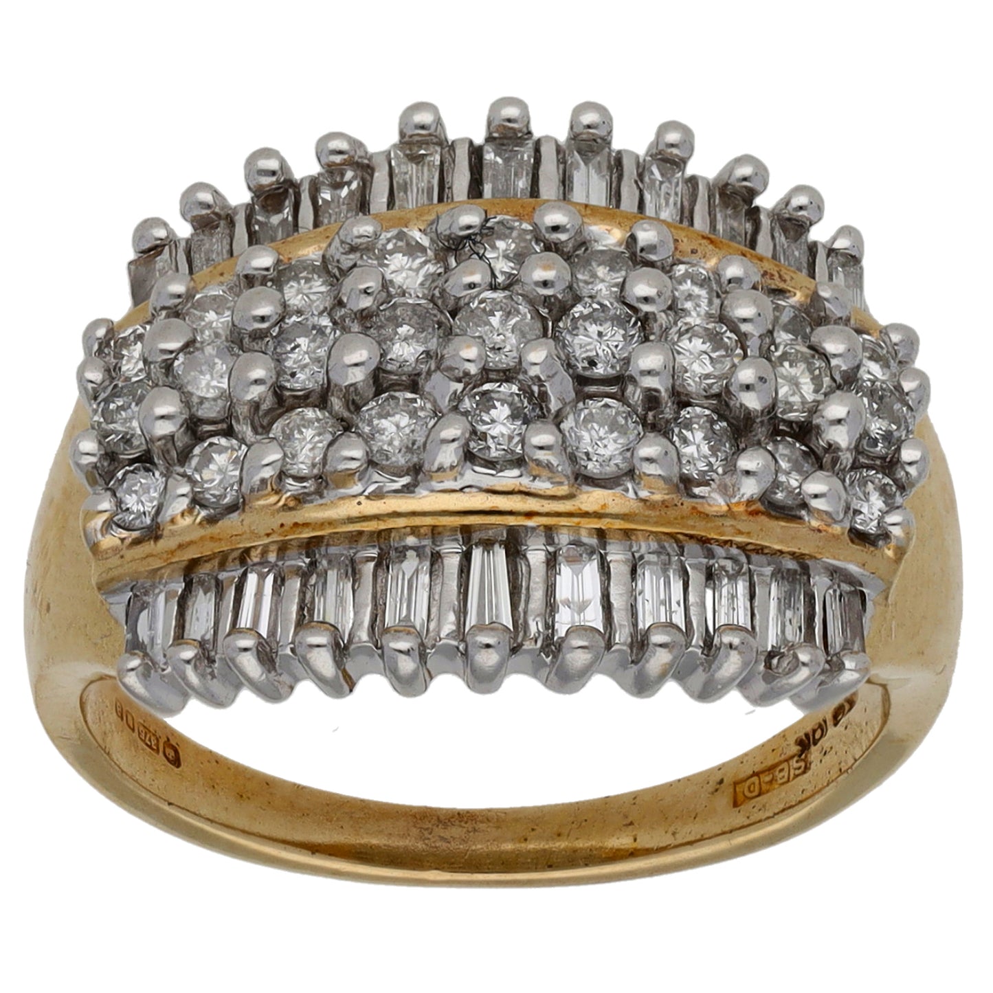 9ct Gold 0.76ct Diamond Dress/Cocktail Ring Size N