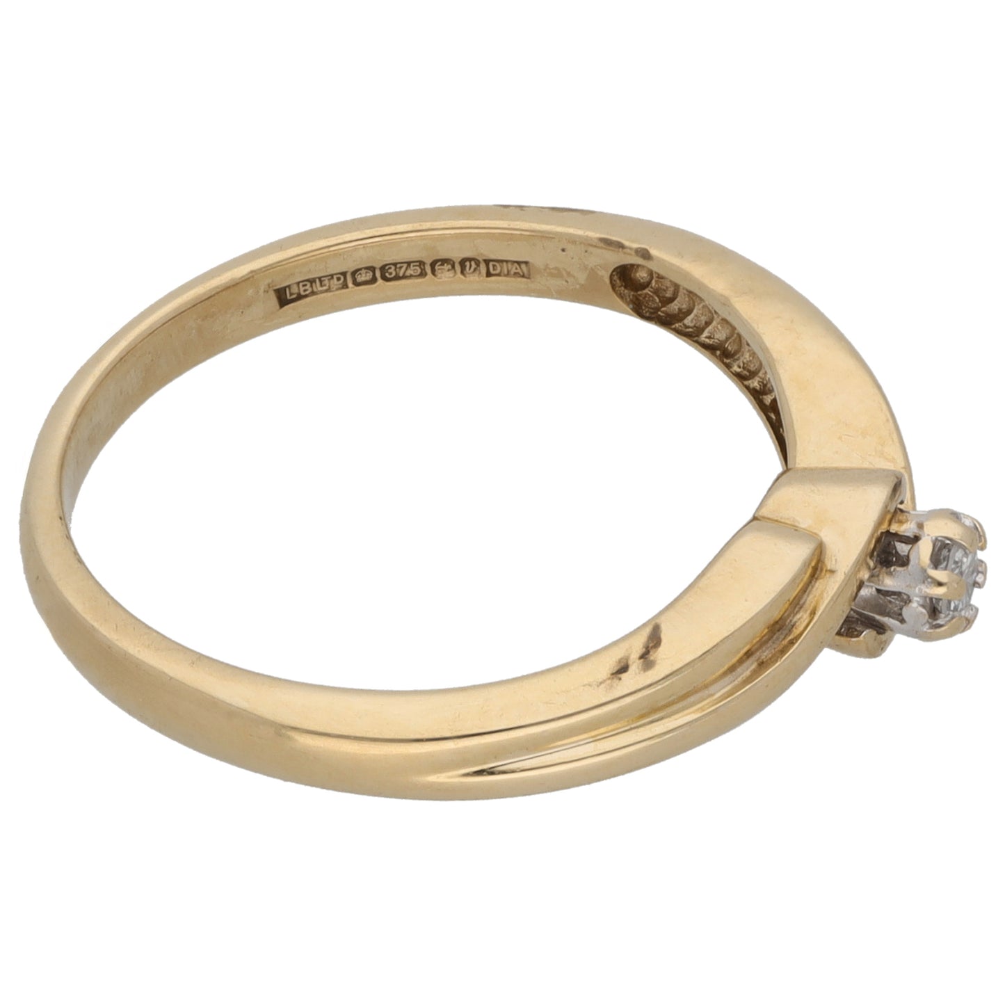 9ct Gold 0.07ct Diamond Solitaire Ring Size N