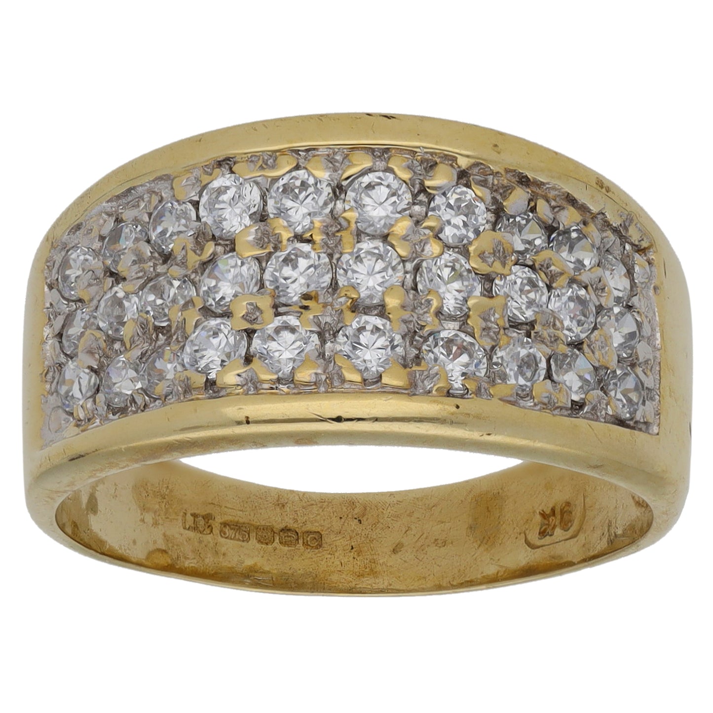 9ct Gold Cubic Zirconia Cluster Ring Size P